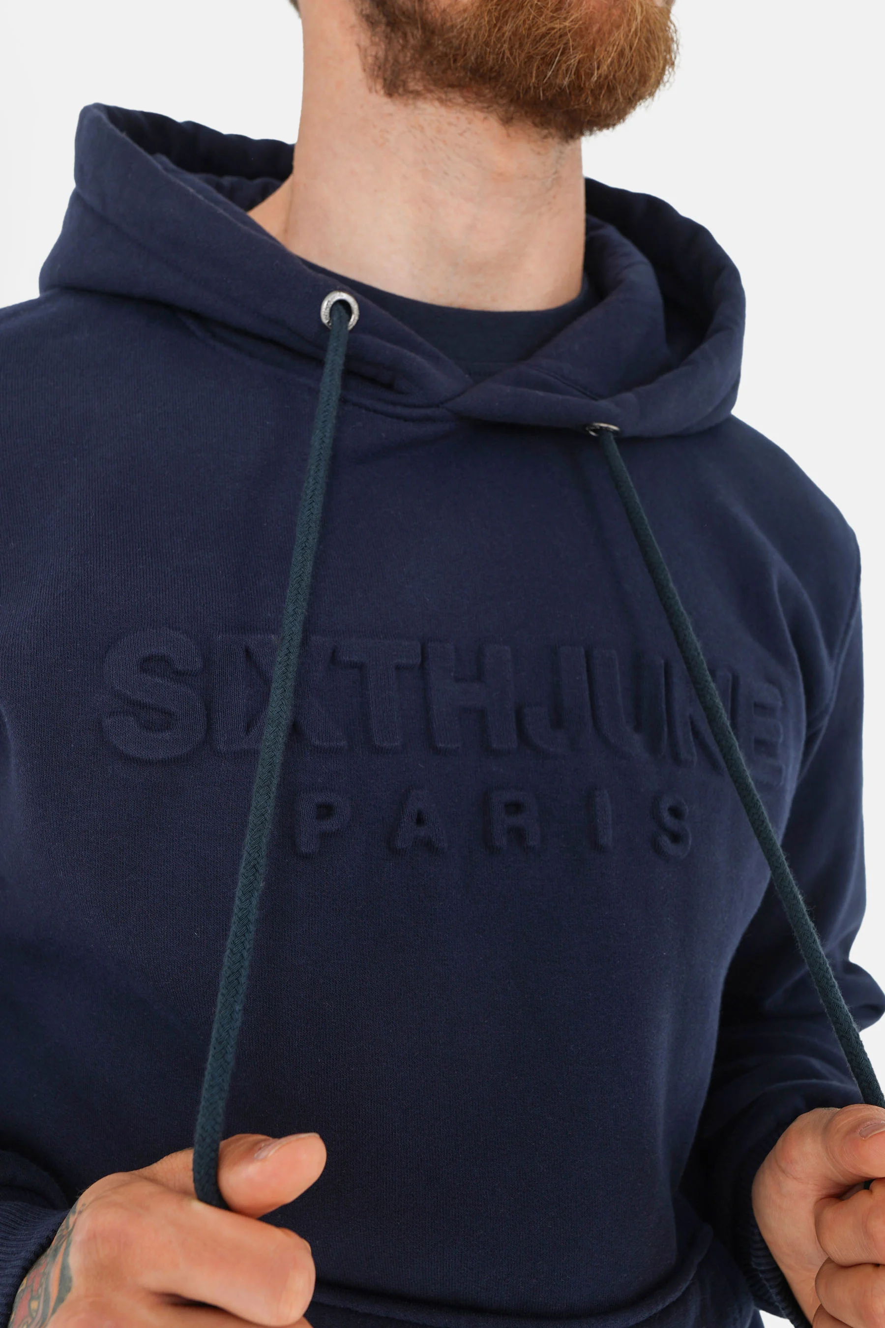 Sweatshirt capuche relief Bleu foncé - Image 3