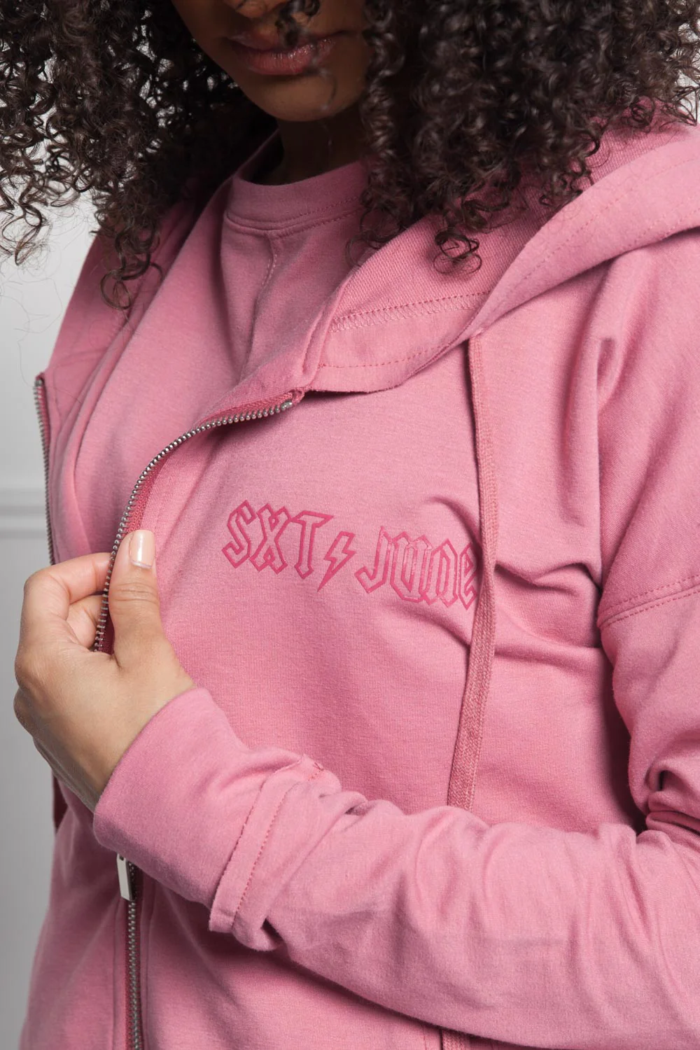 Hoodie zip-up regular Sixth June Women pink W2649CSW - Image 7