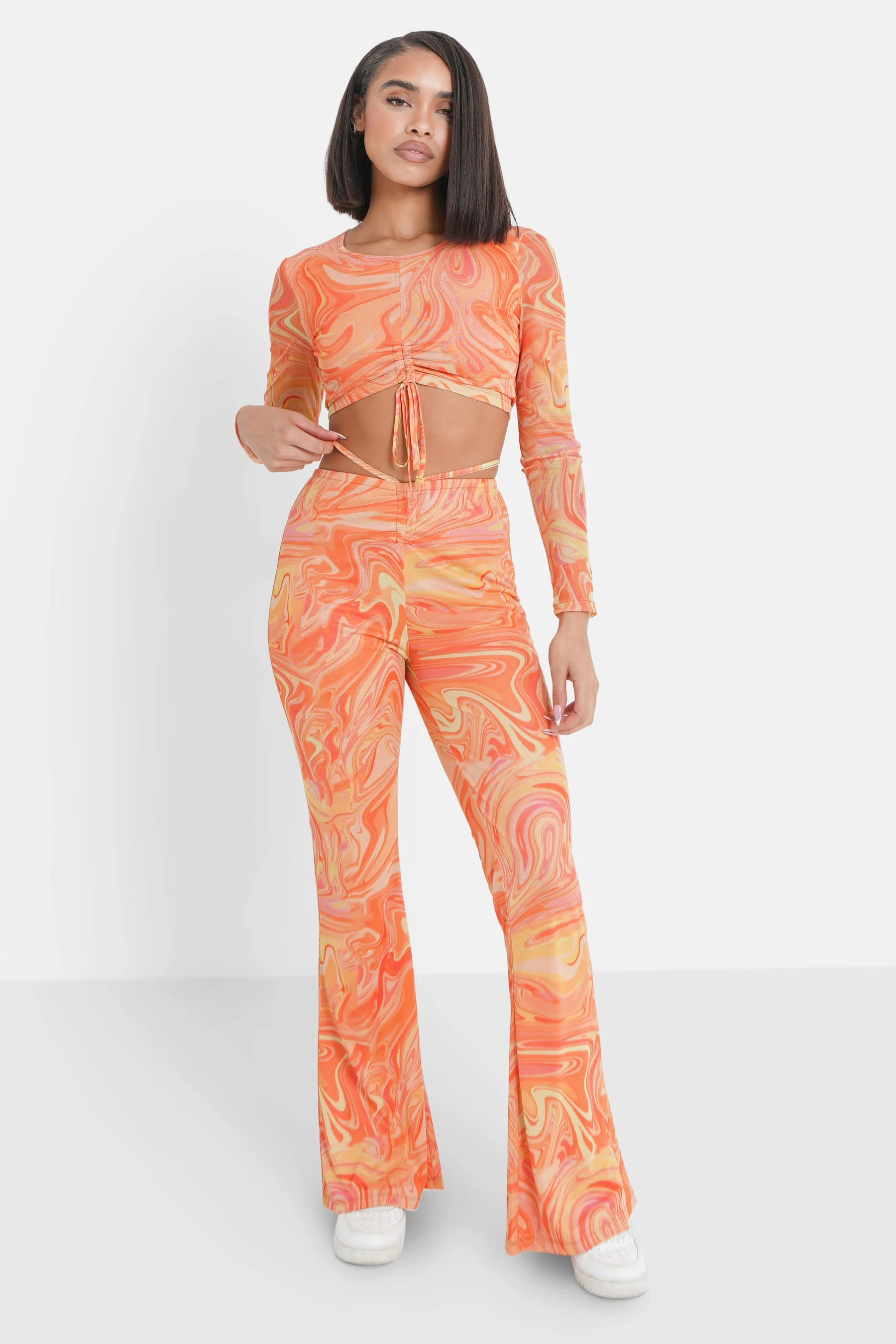 Pantalon mesh flare encre Orange - Image 2