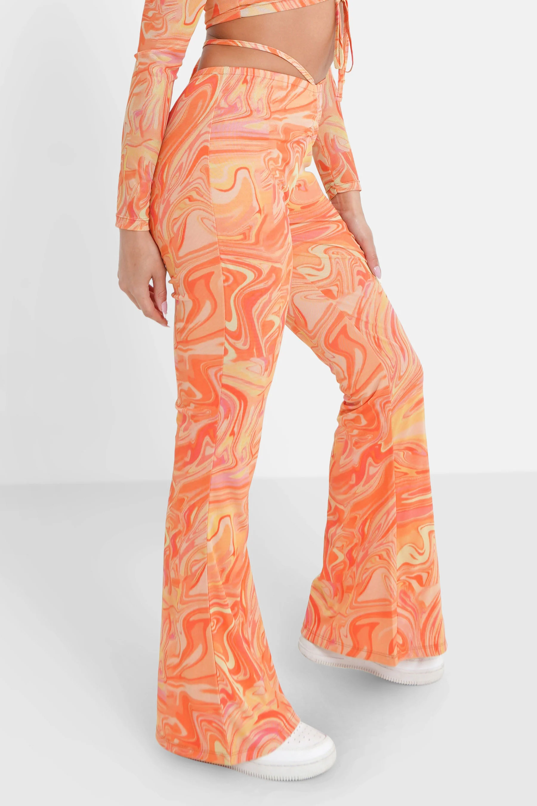 Pantalon mesh flare encre Orange - Image 4