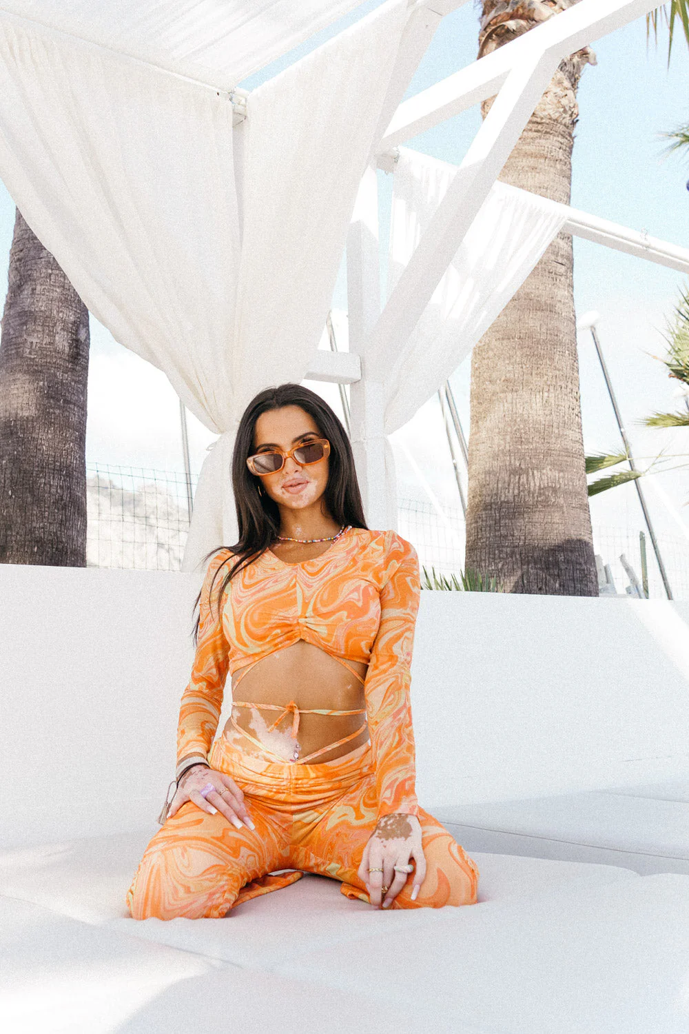 Pantalon mesh flare encre Orange - Image 6