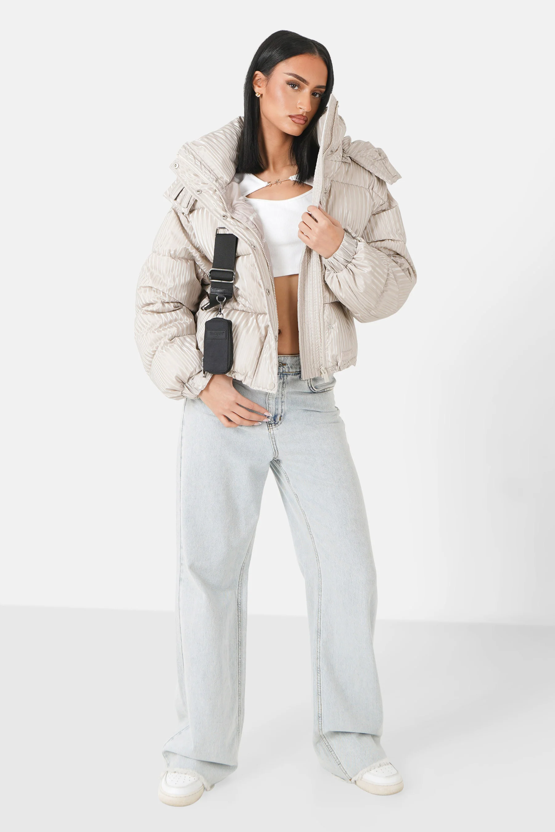 Doudoune iridescent + sac Beige - Image 2