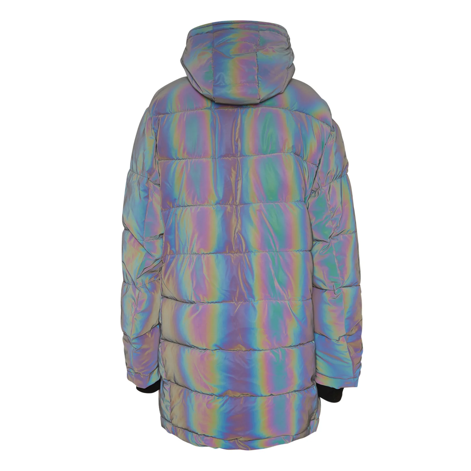 Doudoune longue iridescente gris très foncé - Image 7