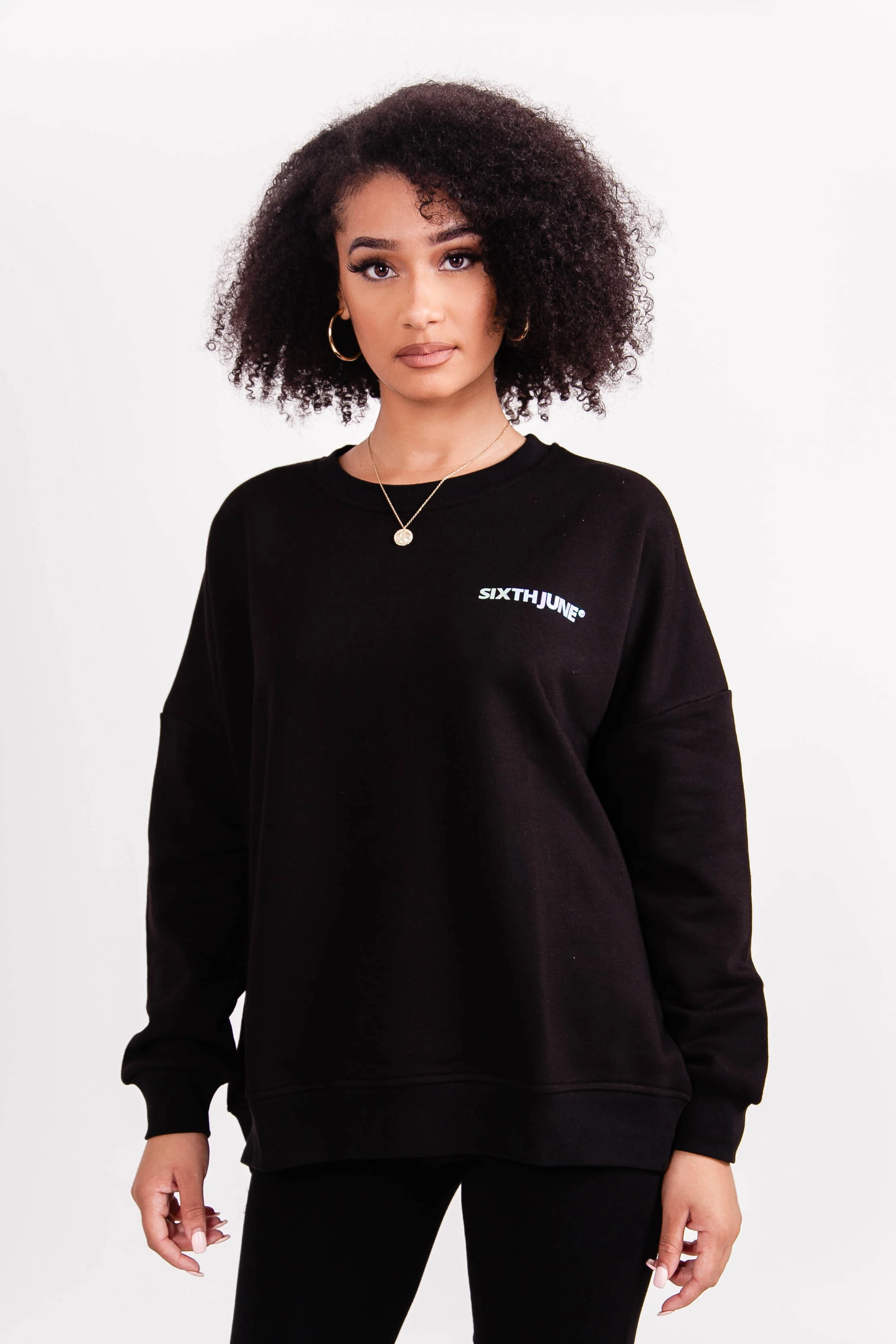 Sweatshirt holographique large noir - Image 2