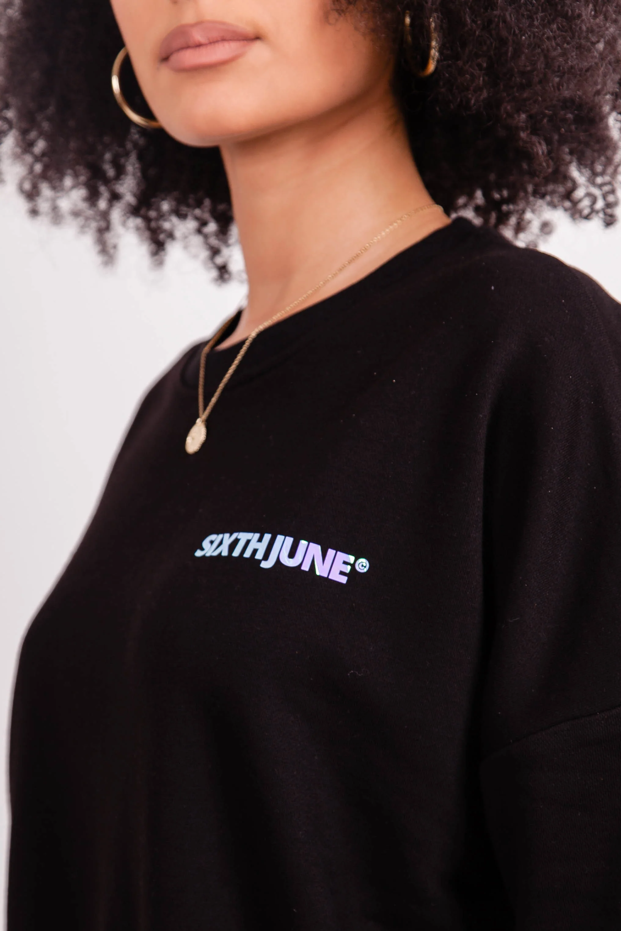 Sweatshirt holographique large noir - Image 3