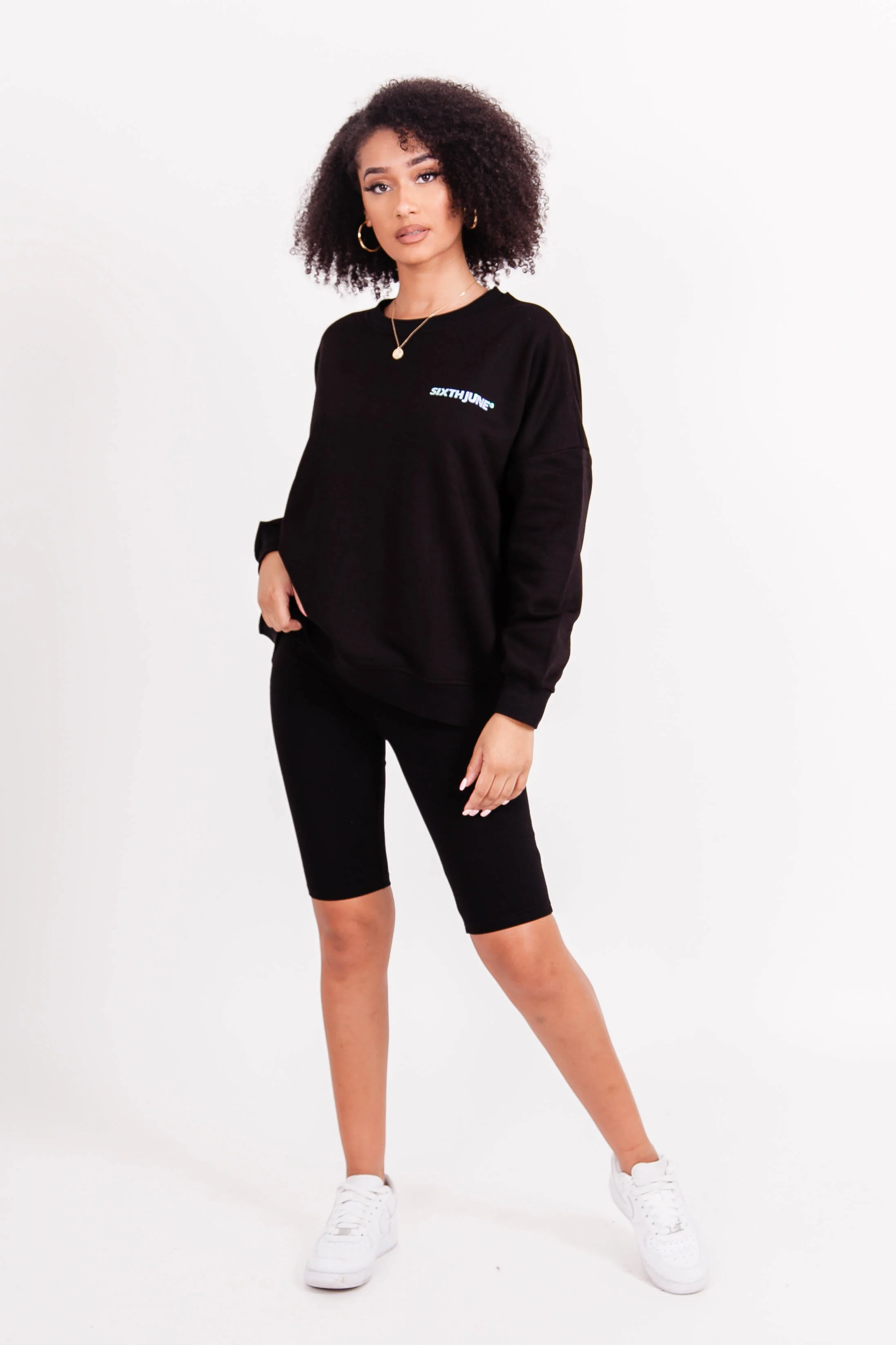 Sweatshirt holographique large noir - Image 6