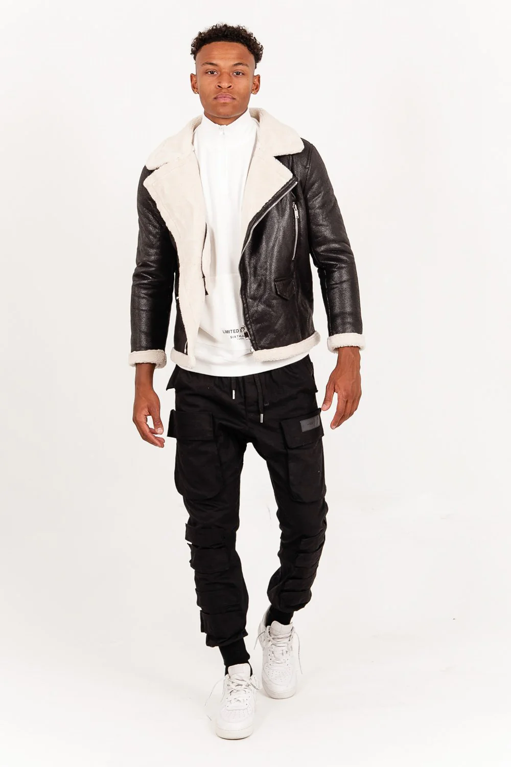 Veste aviateur sherpa zips Noir - Image 2