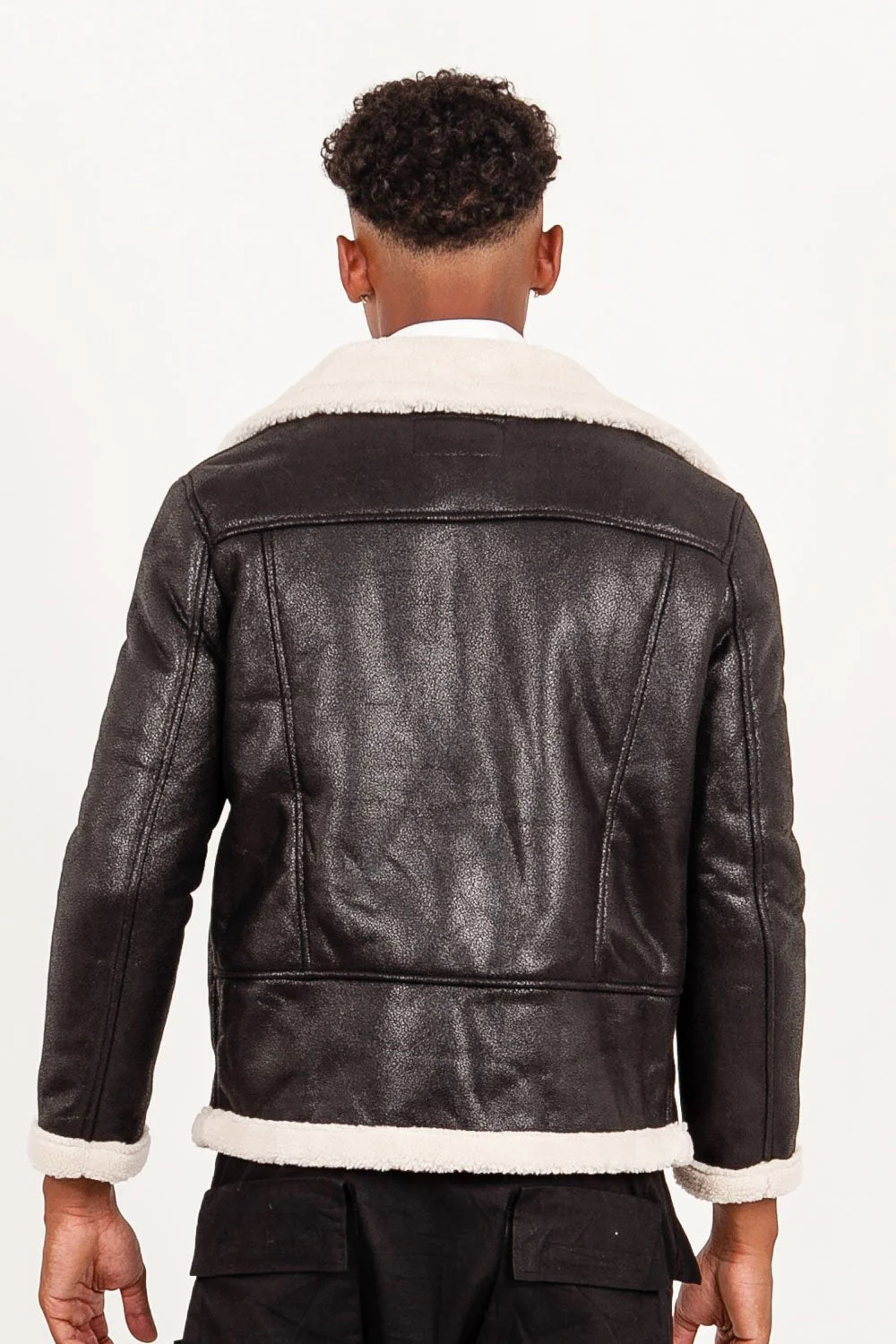 Veste aviateur sherpa zips Noir - Image 5