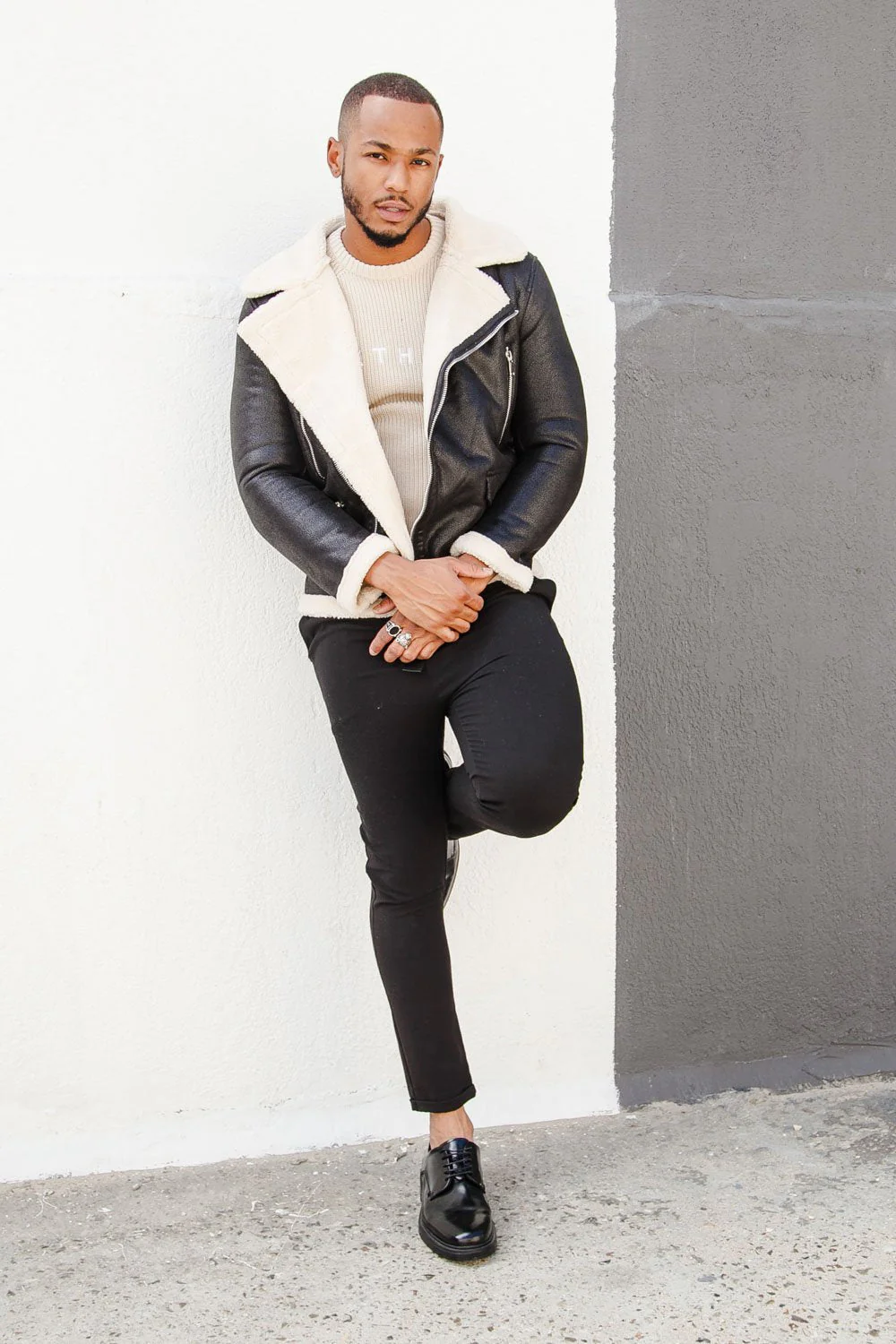 Veste aviateur sherpa zips Noir - Image 6