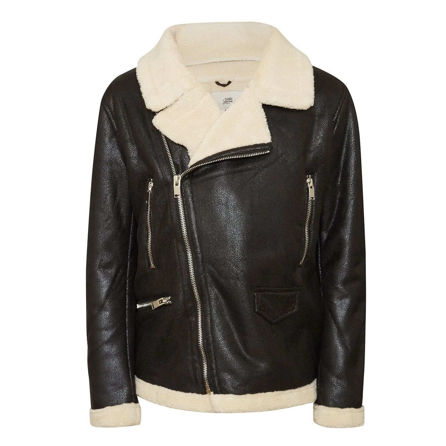 Veste aviateur sherpa zips Noir - Image 7