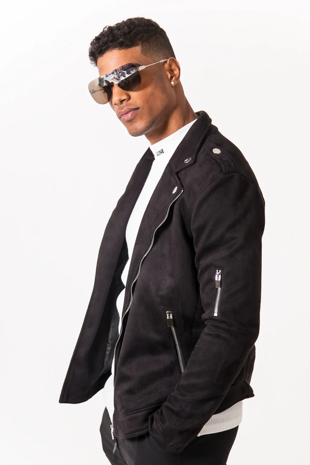 Jacket suede Sixth June black - Image 4