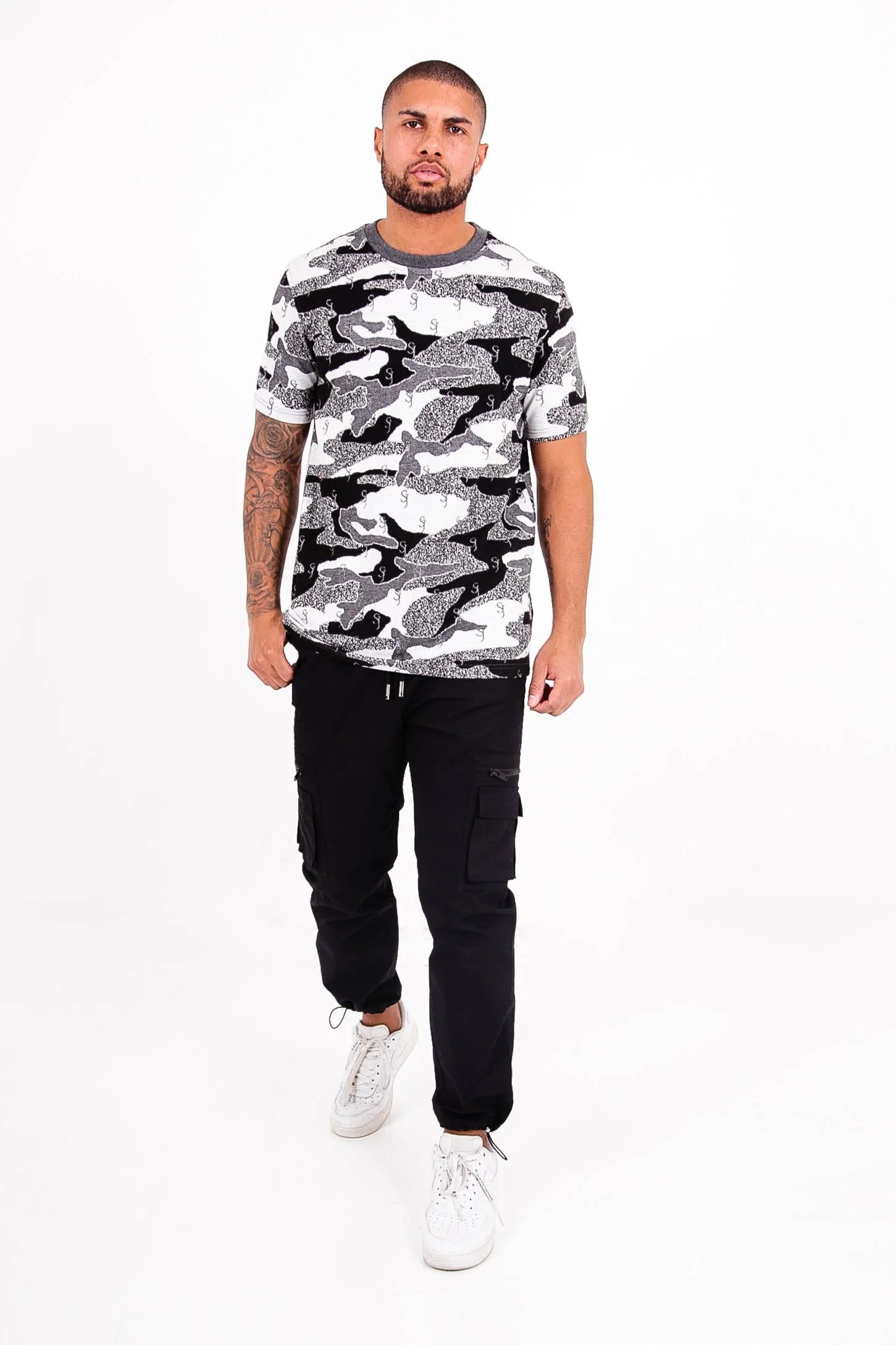 T-shirt jacquard camouflage logo Noir - Image 2