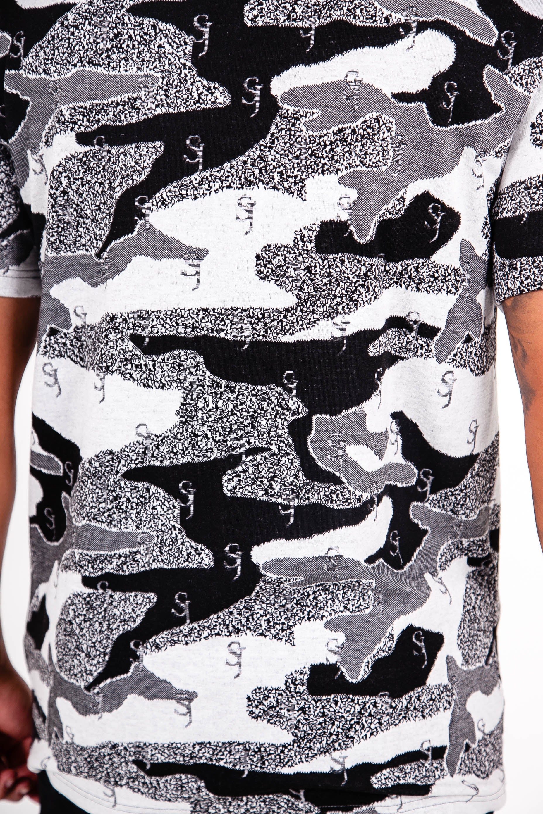 T-shirt jacquard camouflage logo Noir - Image 3