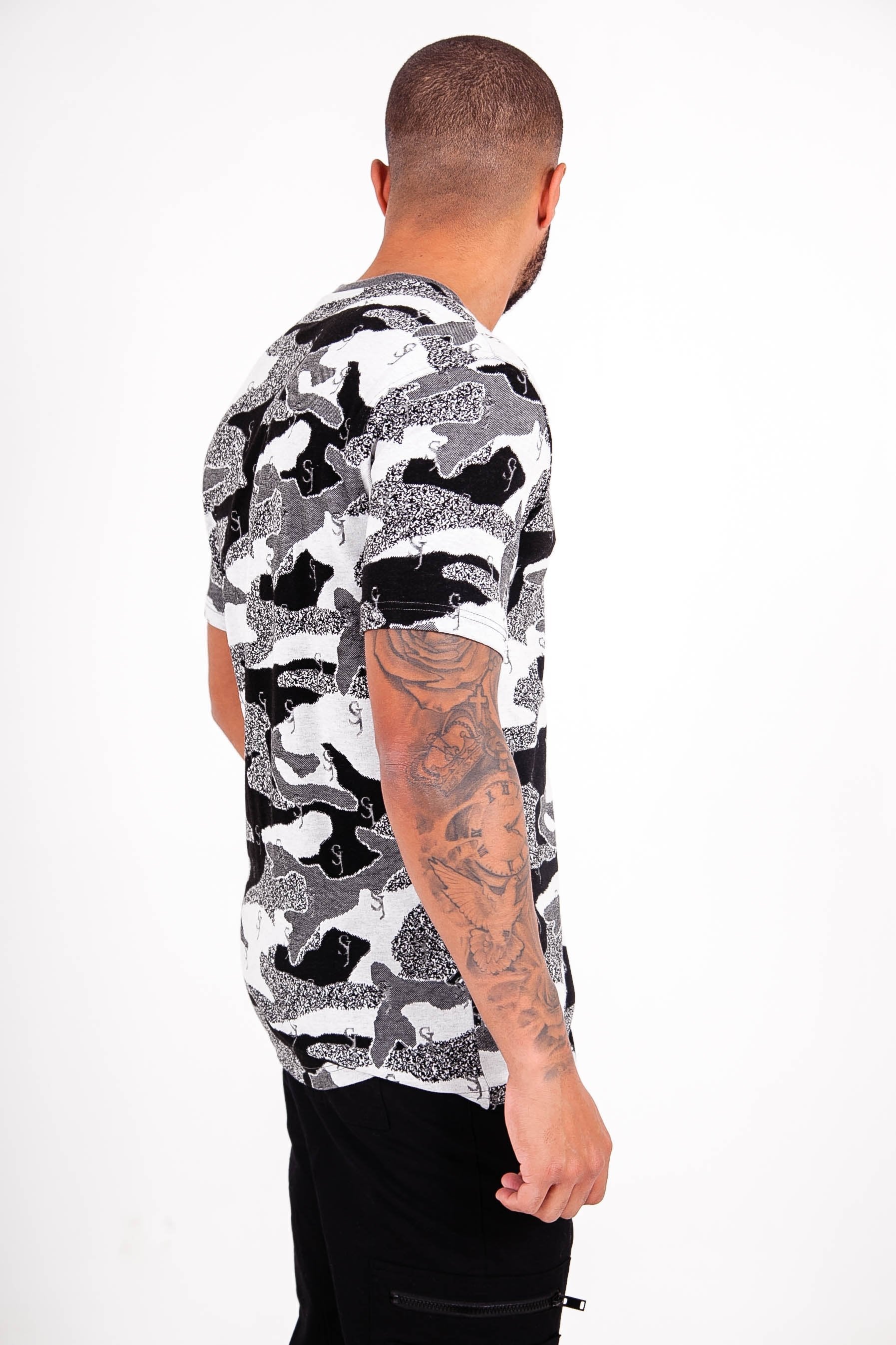 T-shirt jacquard camouflage logo Noir - Image 5