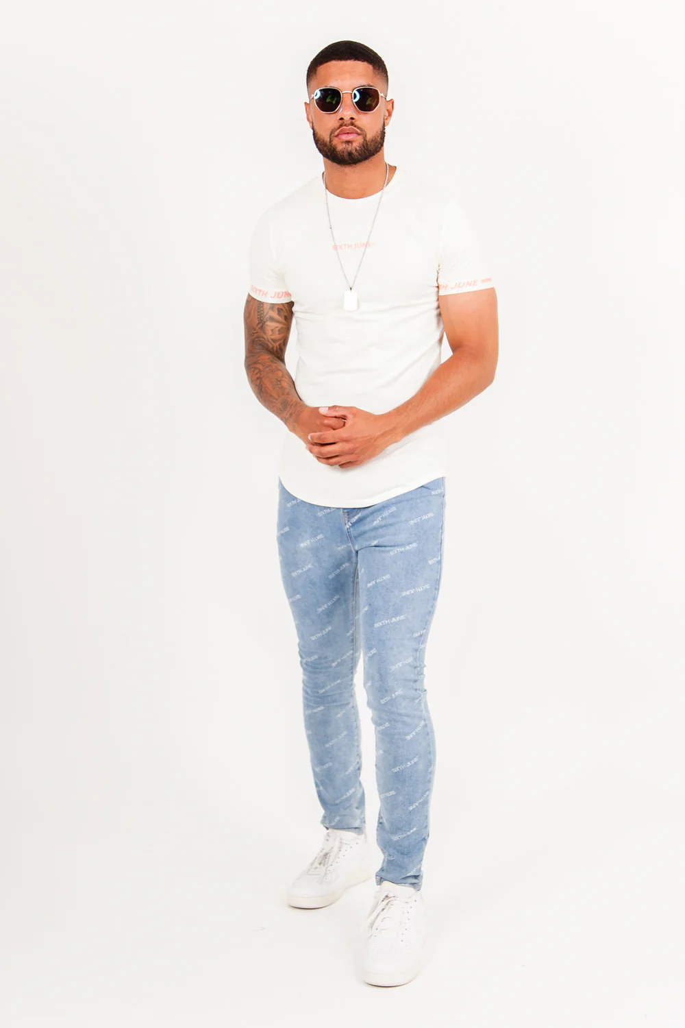 Jean all over logo bleu - Image 6
