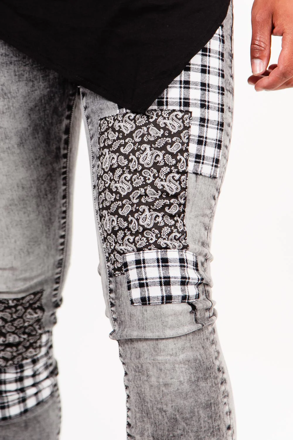 Jean bandana tartan gris - Image 3