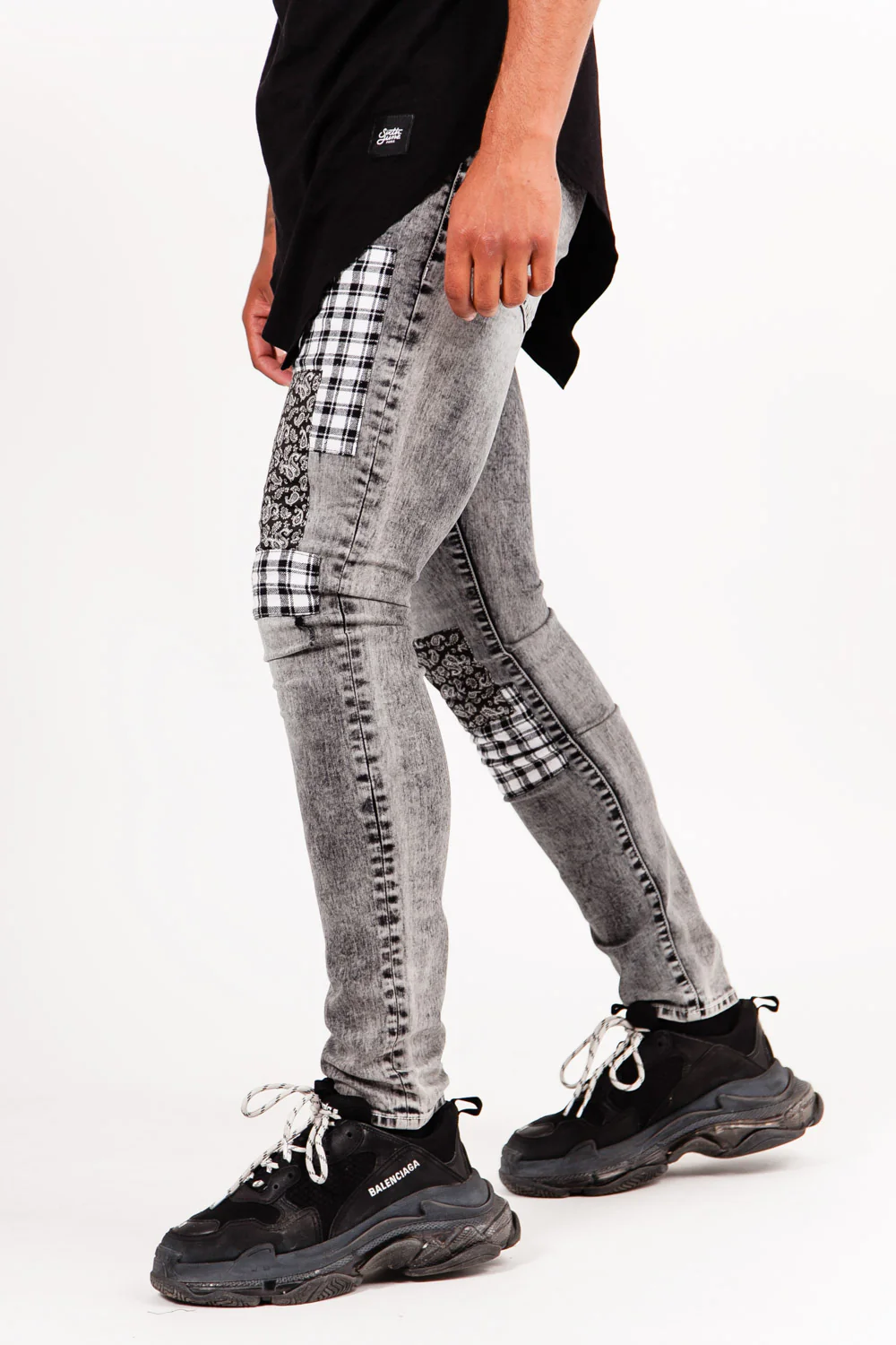 Jean bandana tartan gris - Image 4
