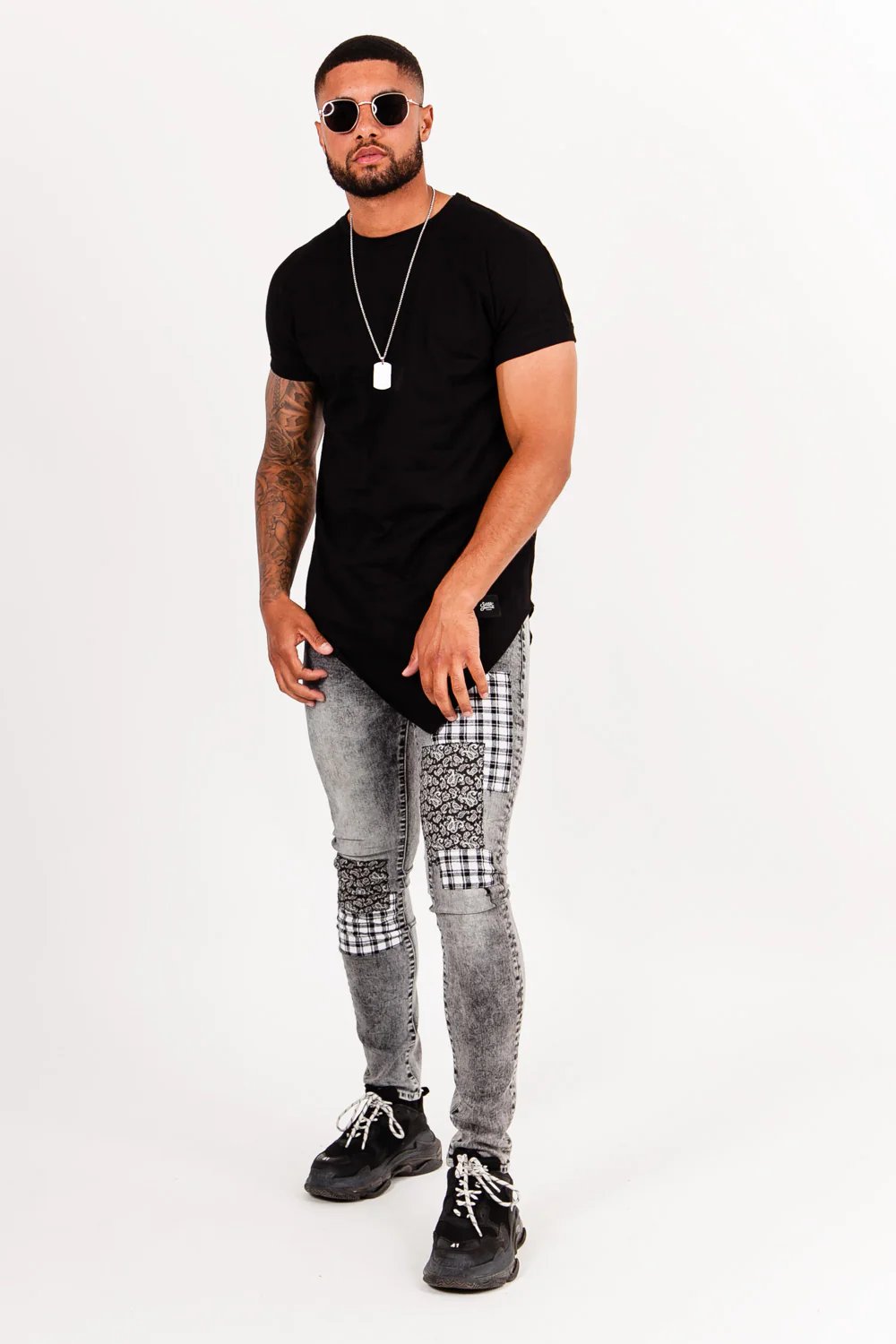 Jean bandana tartan gris - Image 6