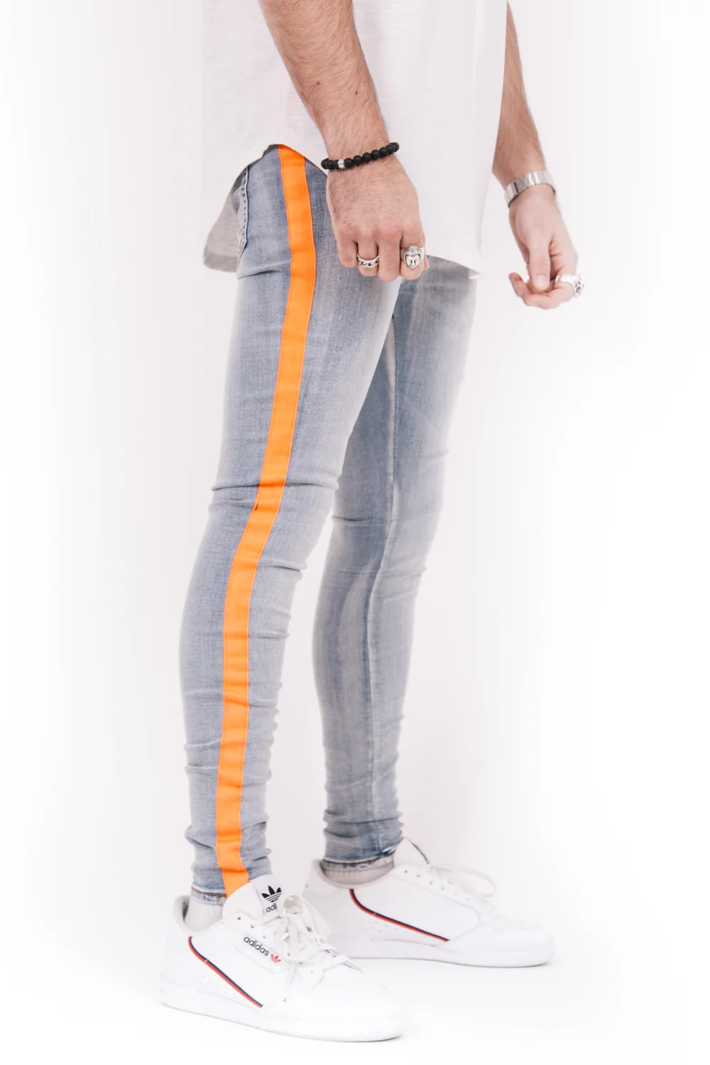 Jean bande fluo bleu orange - Image 2