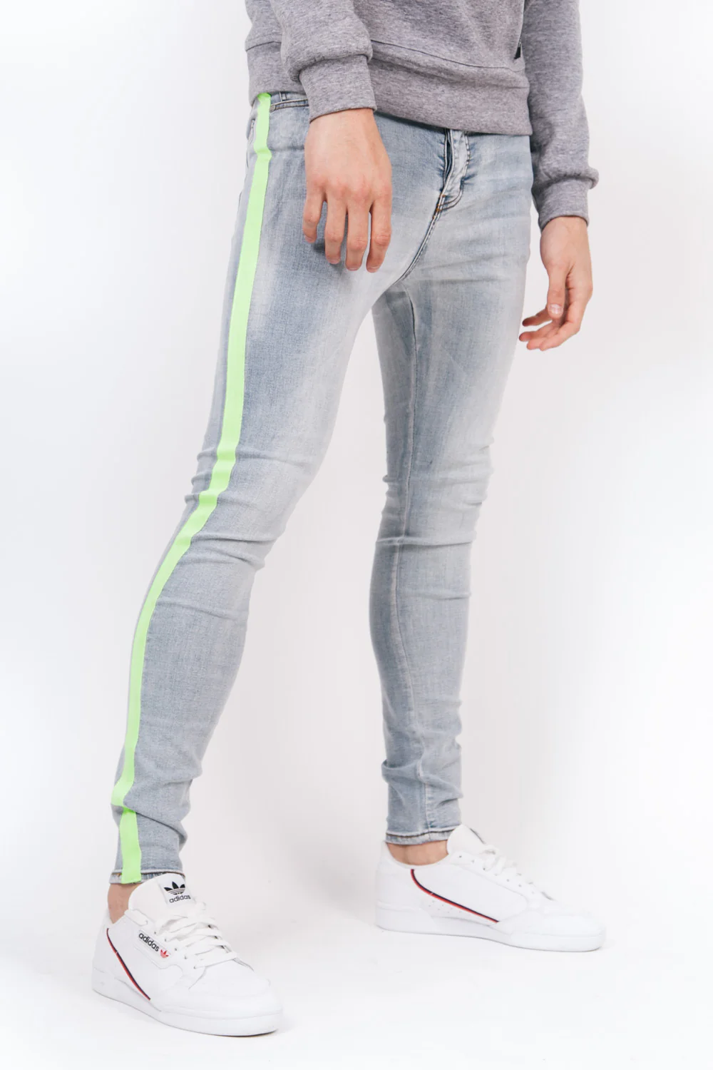 Jean bande fluo bleu vert - Image 2