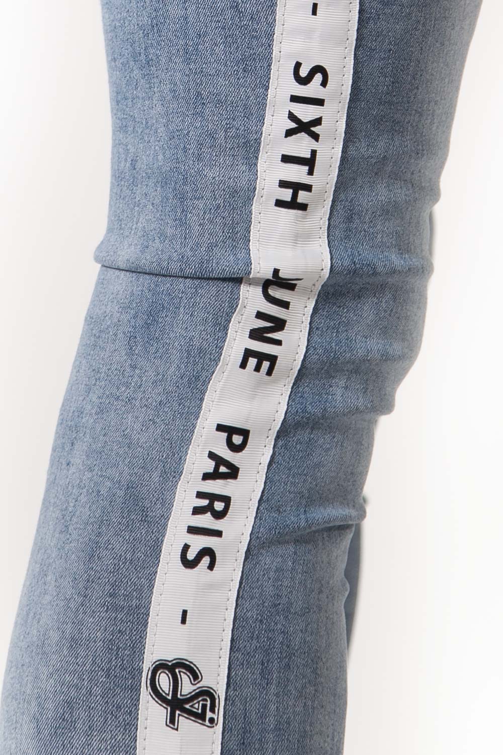 Jean bande blanche logo bleu - Image 3
