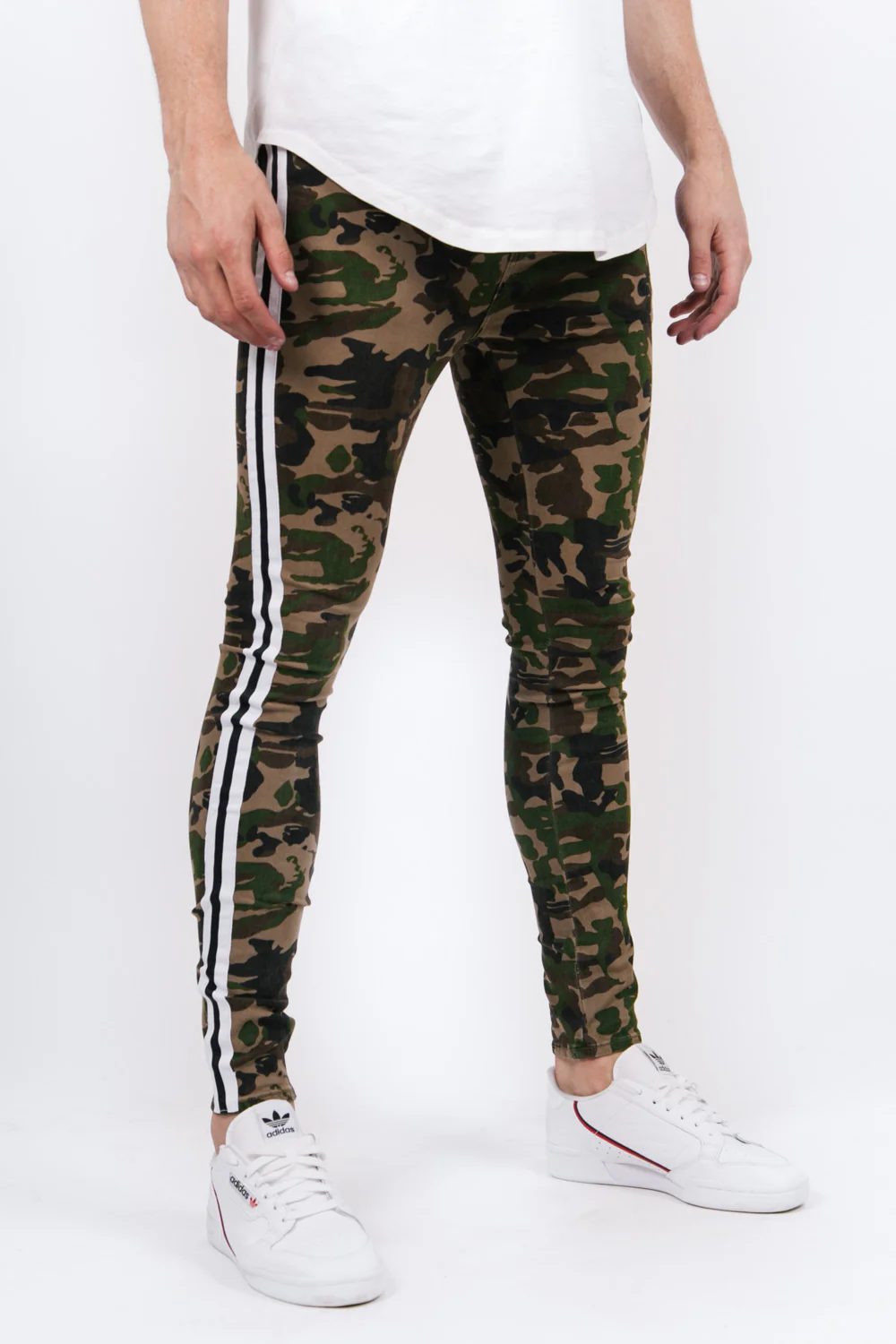Jean bandes bicolores camouflage vert - Image 2