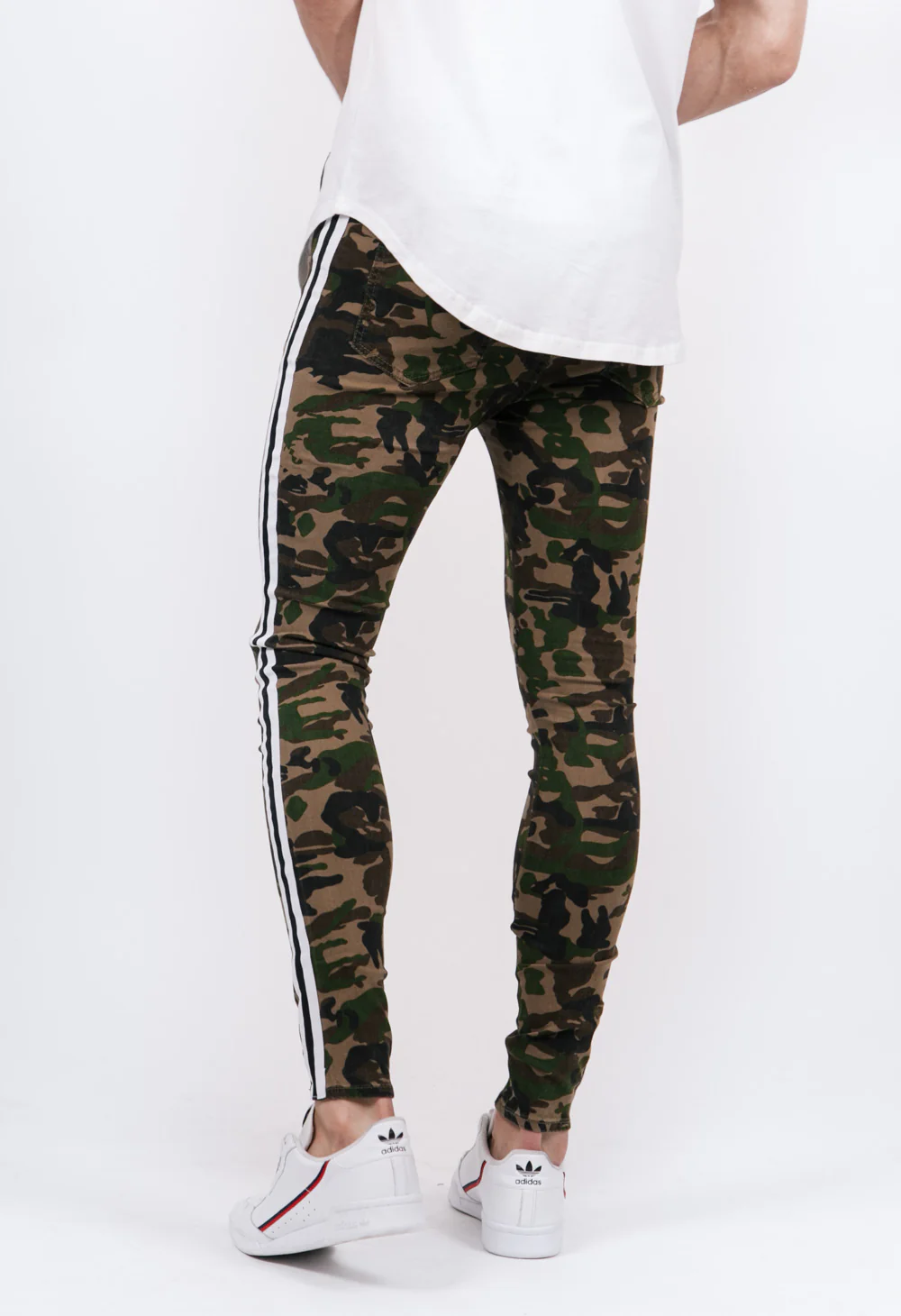 Jean bandes bicolores camouflage vert - Image 3