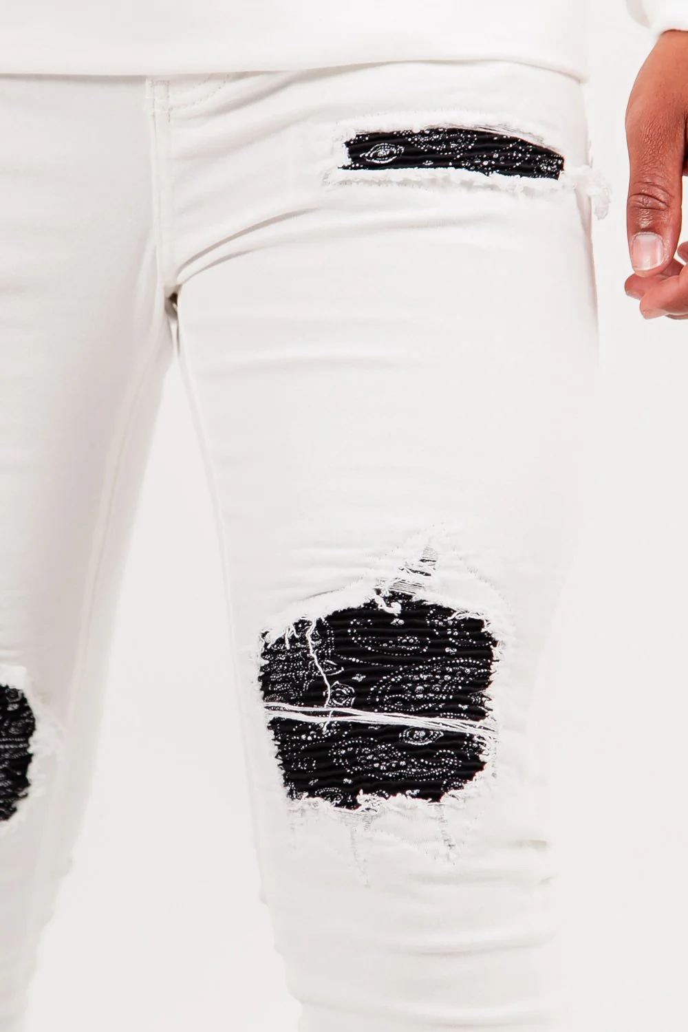 Jean bandana déchiré blanc - Image 3