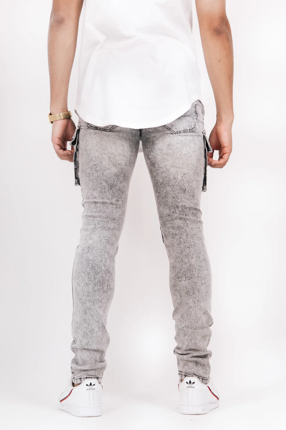 Denim biker cargo pockets grey - Image 4