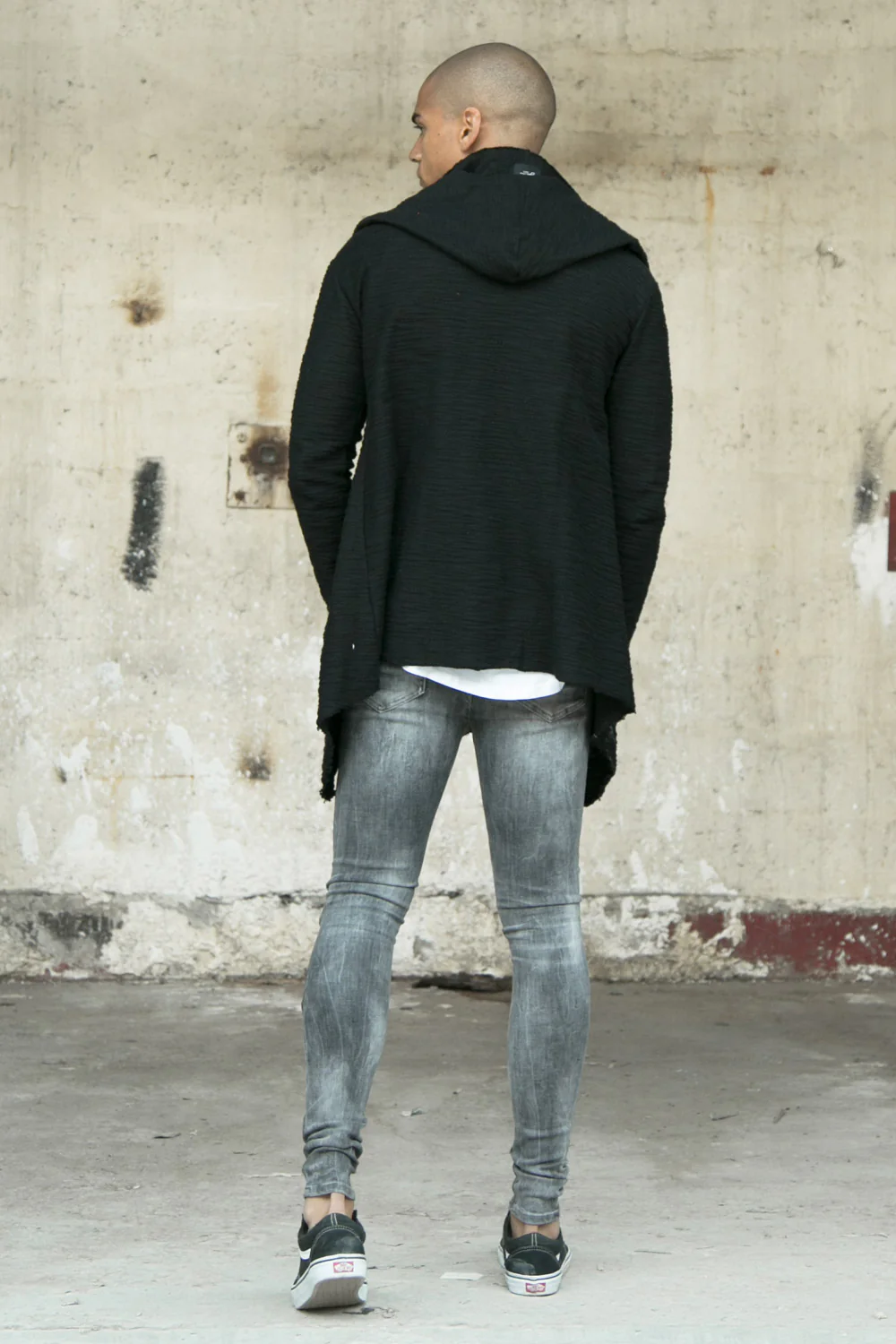 Jean biker déchiré genou gris - Image 3