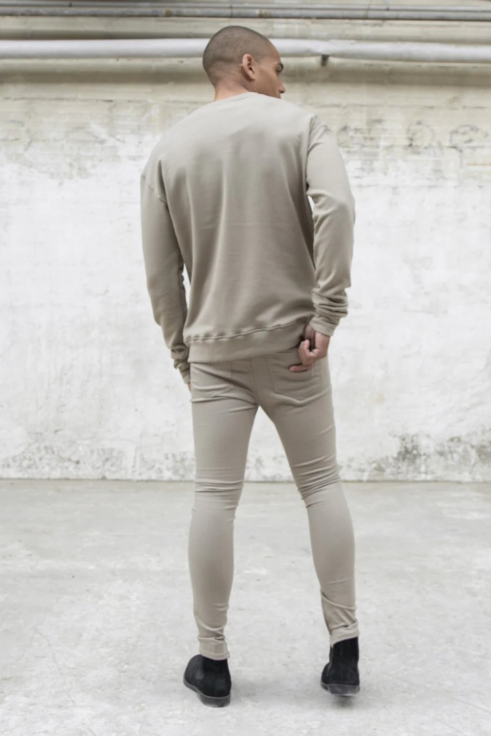 Jean biker lacets beige - Image 3