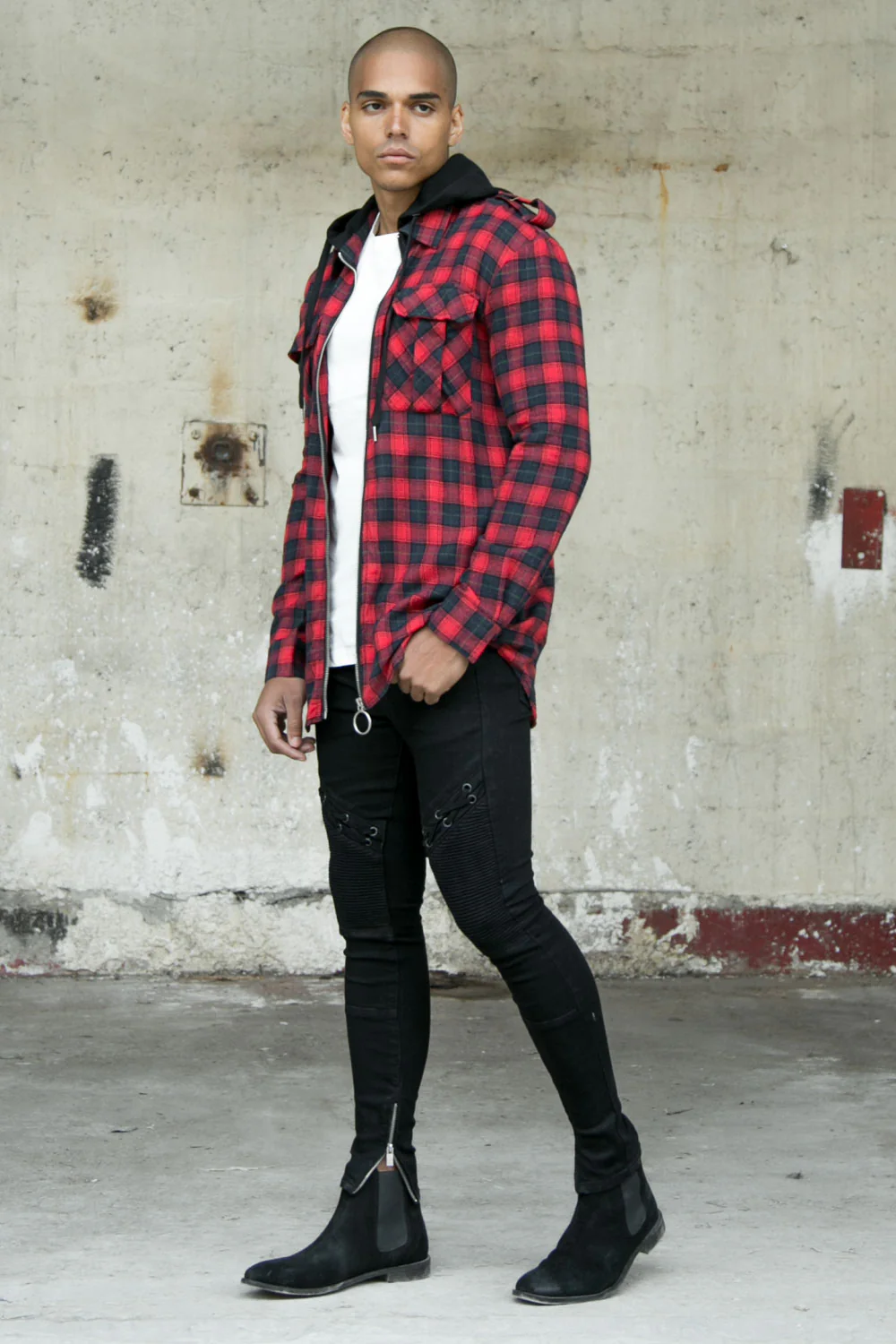 Jean biker lacets noir - Image 2