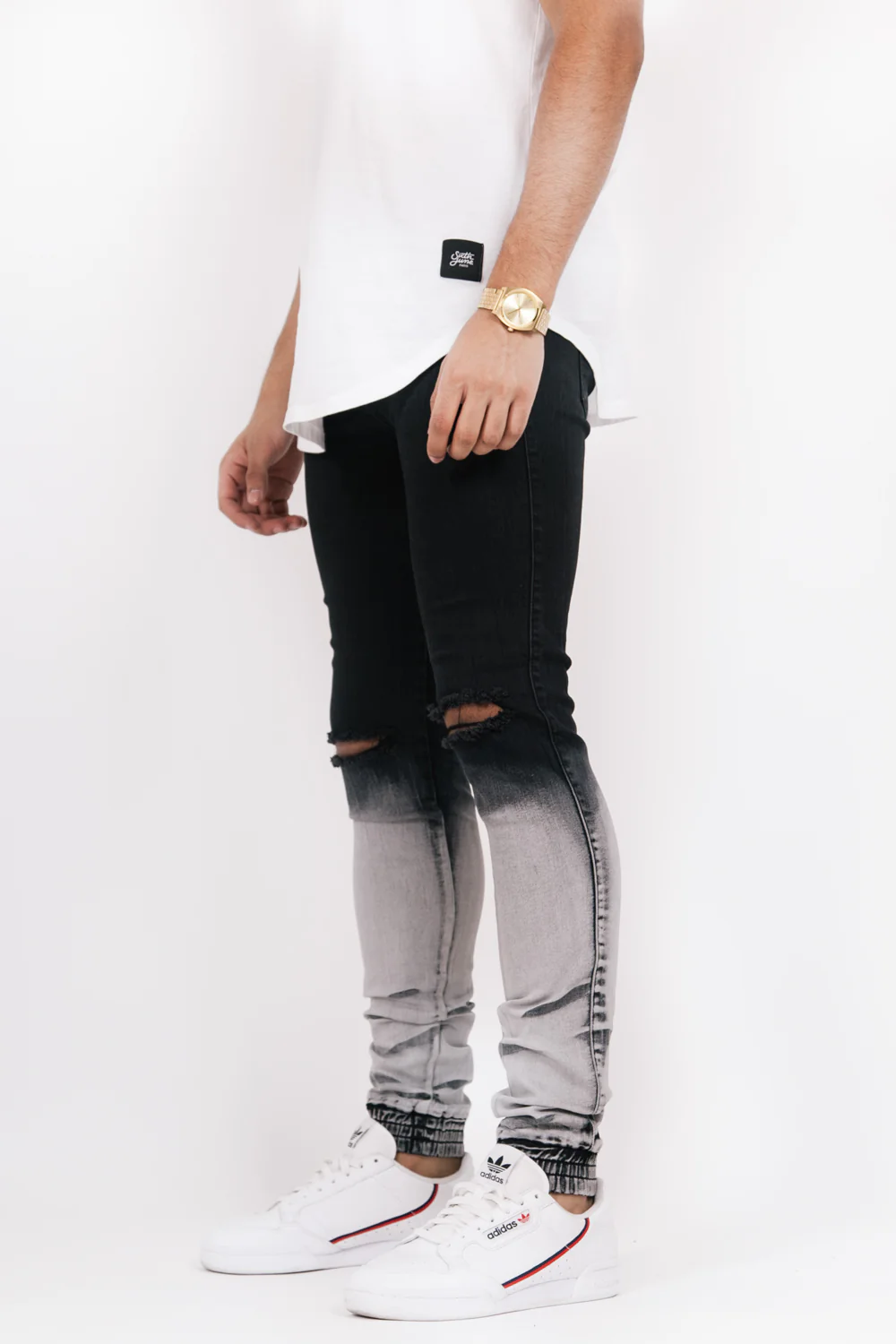 Jean biker bicolore noir - Image 2