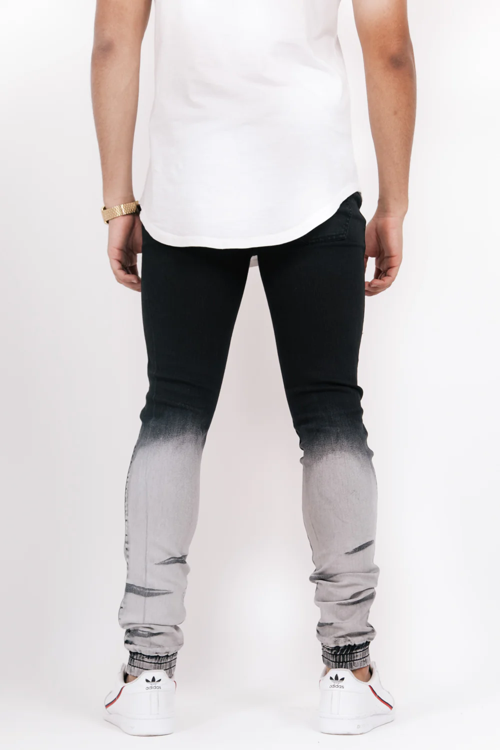 Jean biker bicolore noir - Image 3