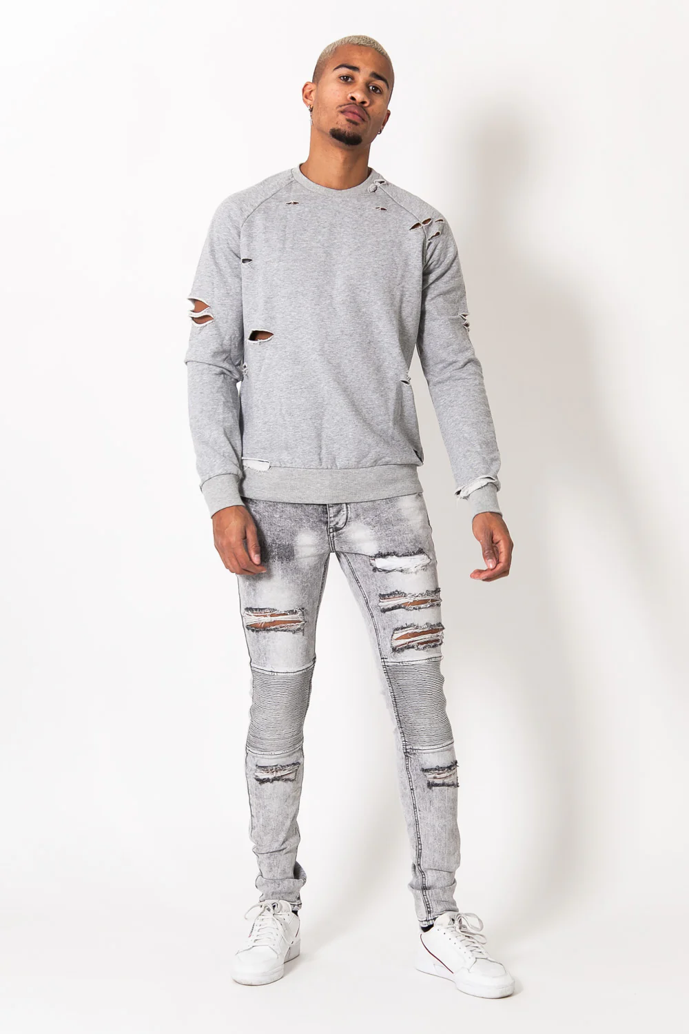 Jean biker délavé gris 1383H - Image 5