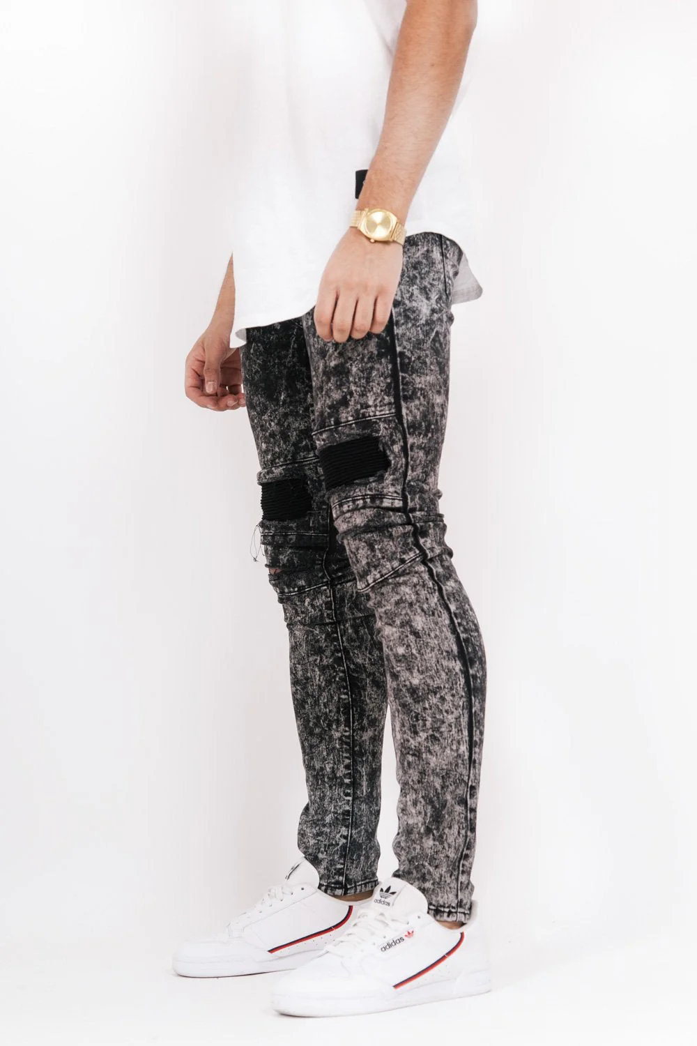 Jean biker destroy acid wash noir M2228HDE - Image 2