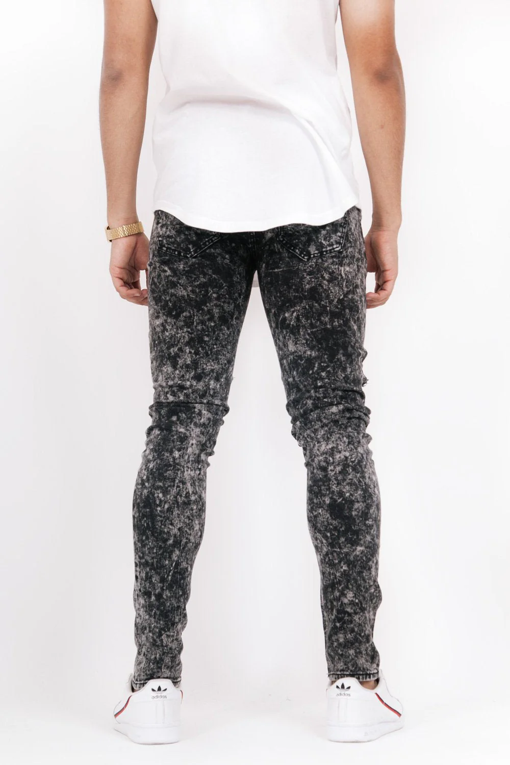 Jean biker destroy acid wash noir M2228HDE - Image 3