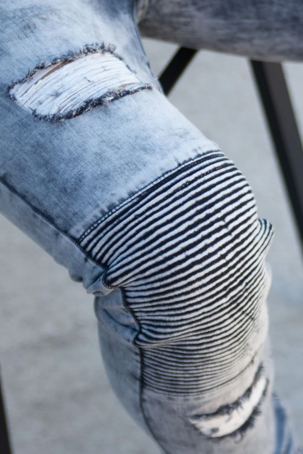 Jean biker destroy bleu gris M2301HDE - Image 4