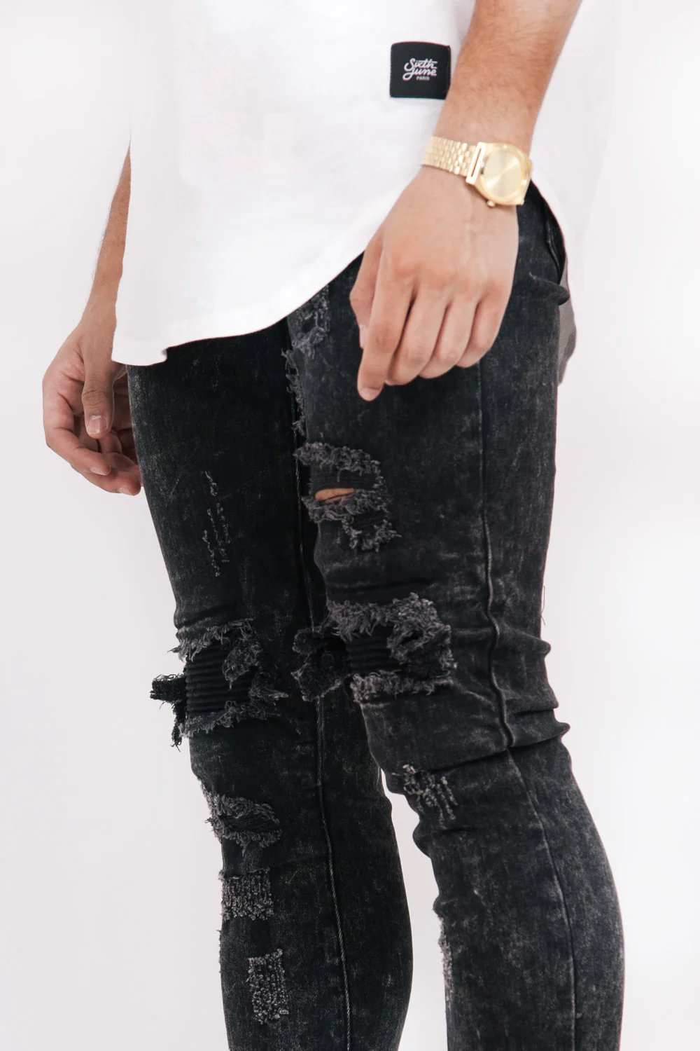 Jean biker destroy noir acid M2244EDE - Image 4