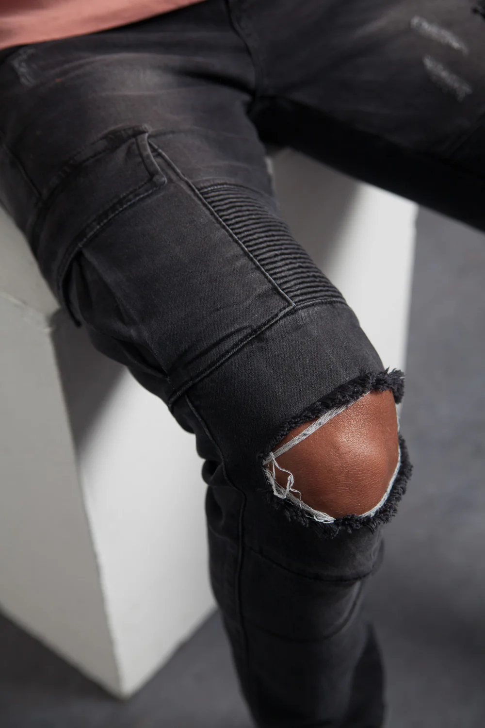Denim biker yokes dark grey M2451HDE - Image 4