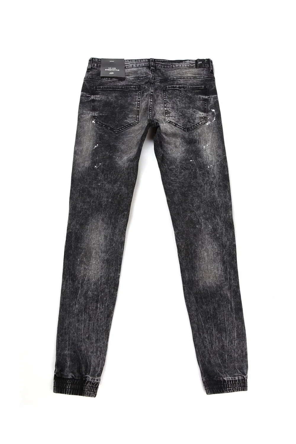 Jean biker tâché délavé noir M2257HDE - Image 6