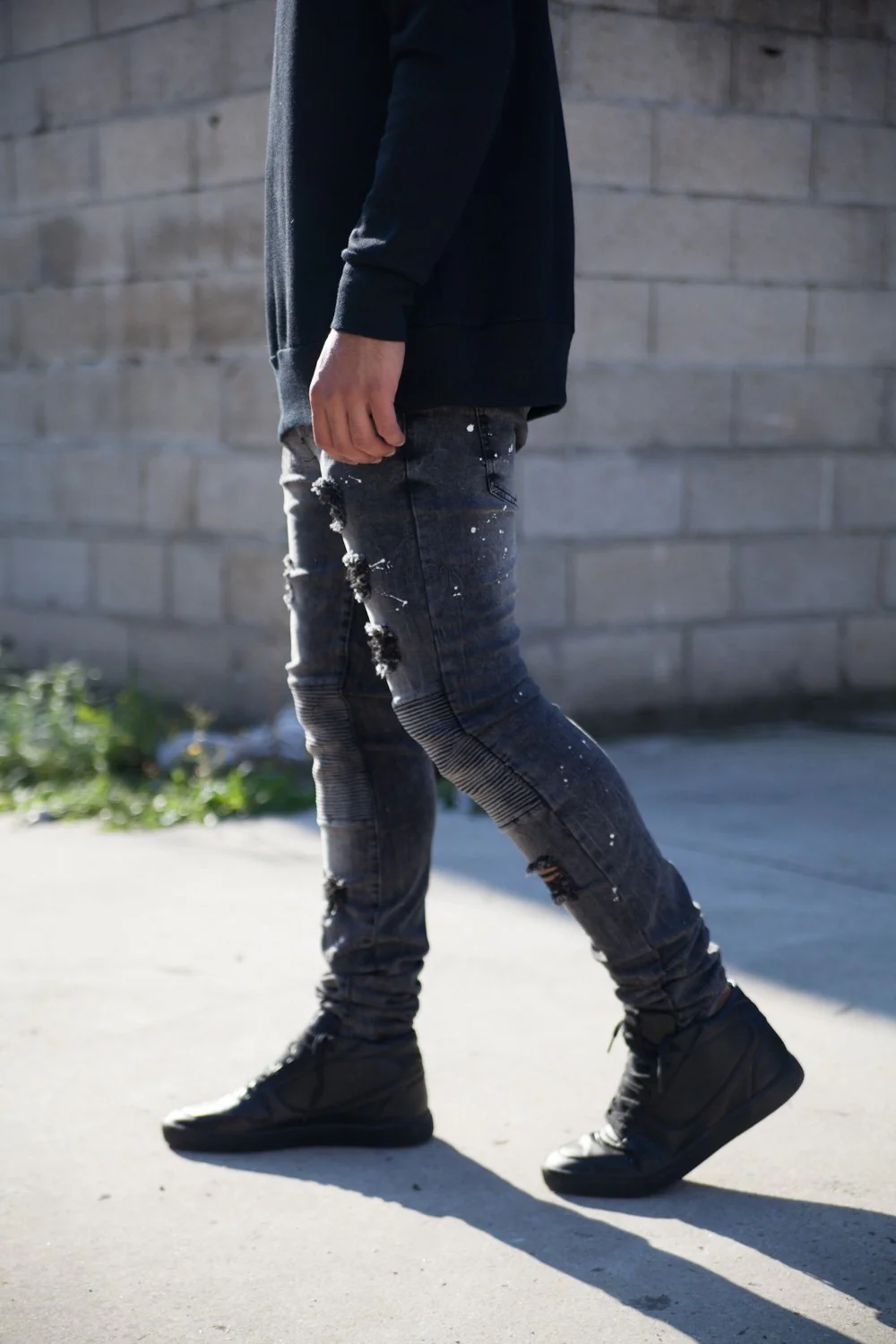 Jean biker tâches gris foncé M2300HDE - Image 2