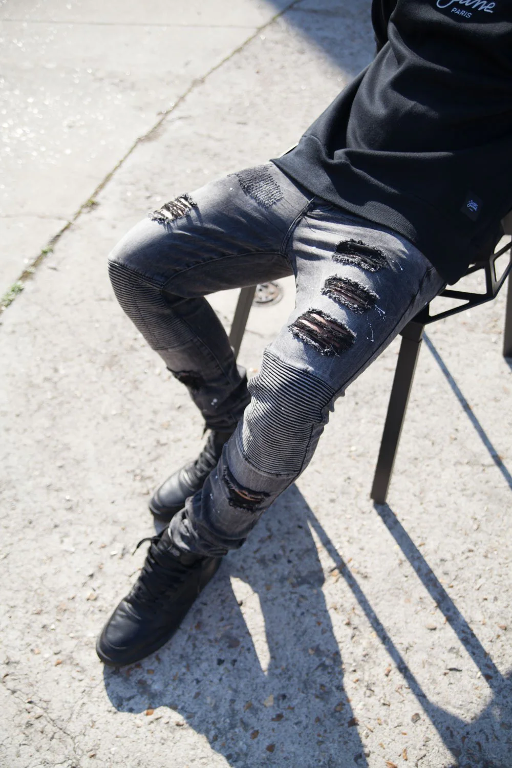 Jean biker tâches gris foncé M2300HDE - Image 4