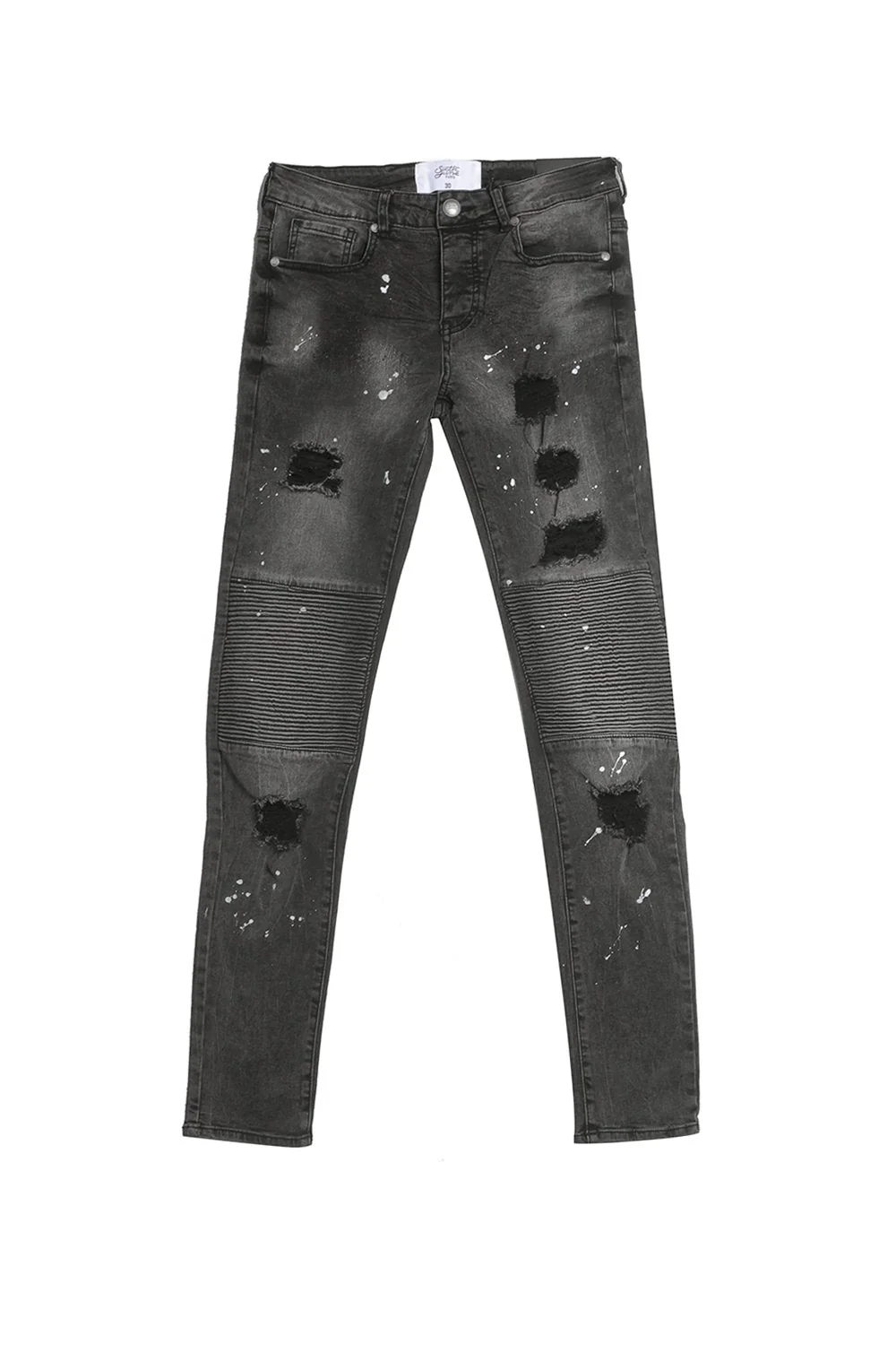 Jean biker tâches gris foncé M2300HDE - Image 5