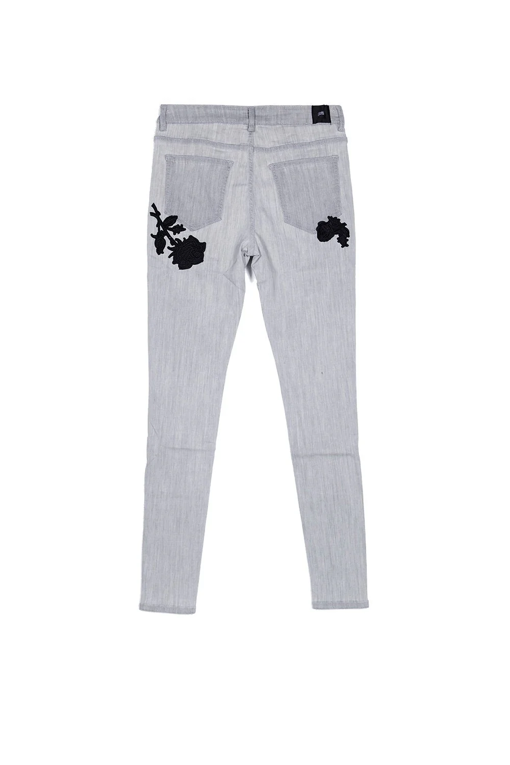 Jean broderie roses gris - Image 4