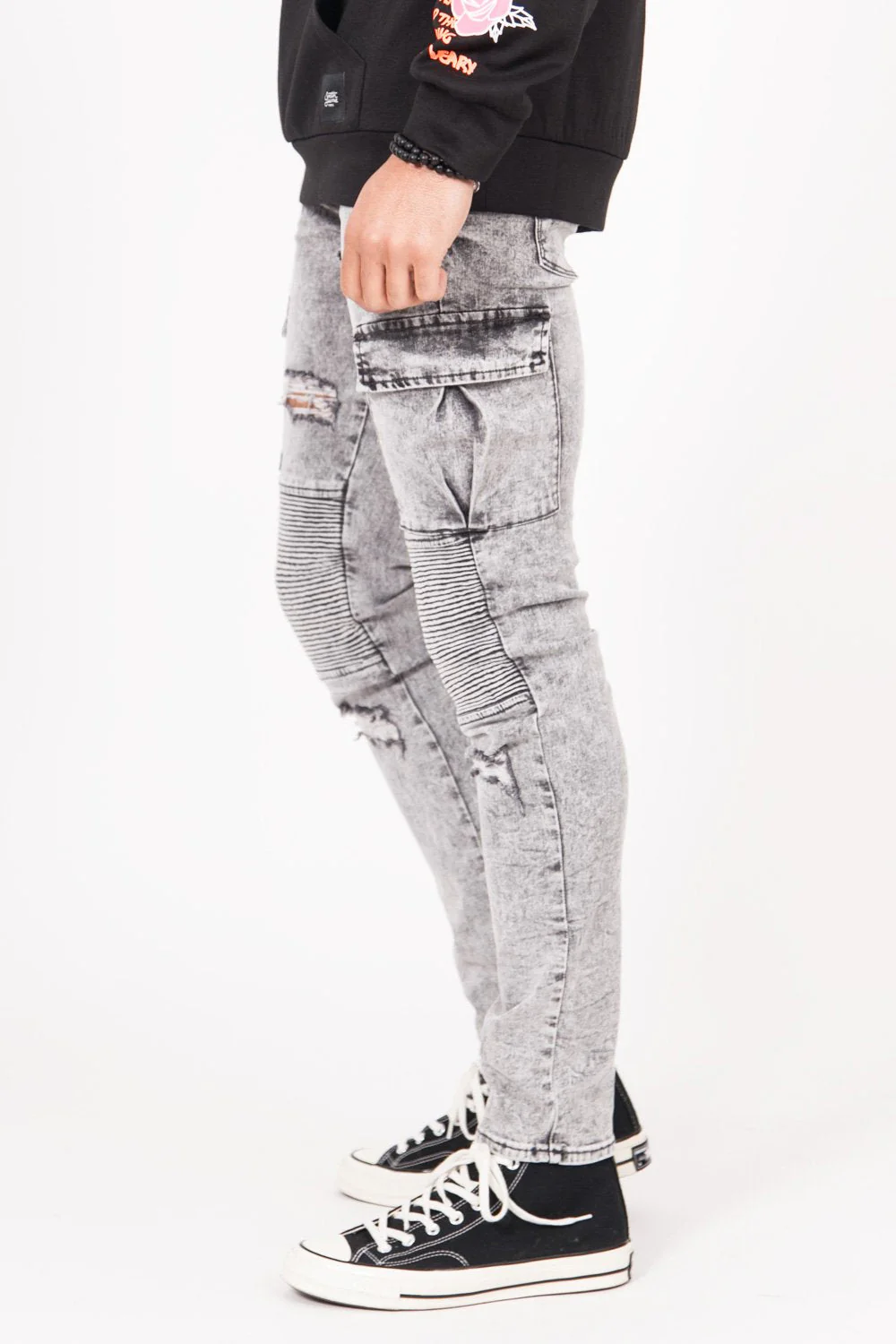 Jean cargo biker gris M2433HDE - Image 4