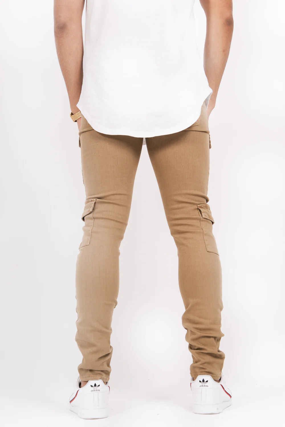 Denim cargo pockets sand - Image 3