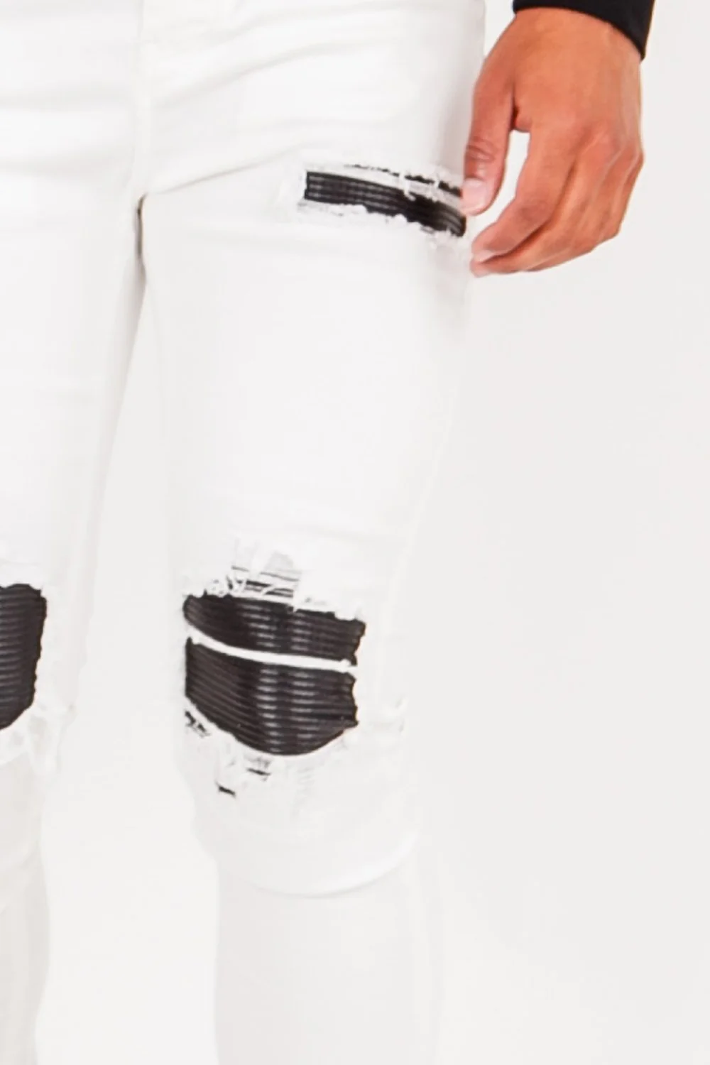 Jean déchiré biker blanc - Image 3