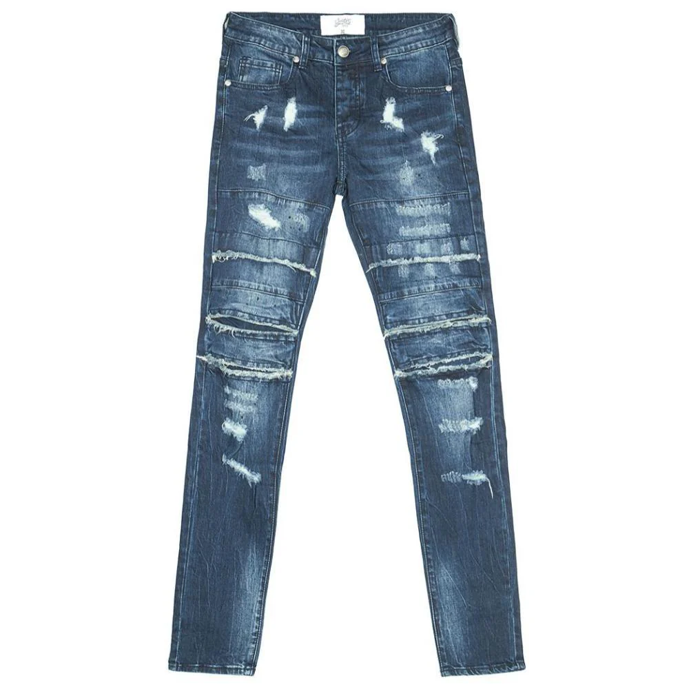 Jean déchiré coutures bleu - Image 5