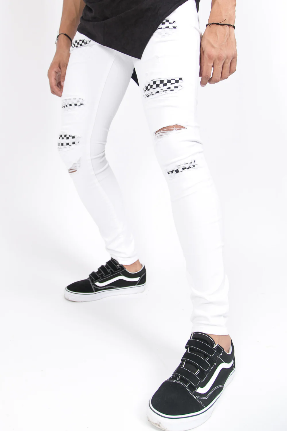 Jean déchiré damier blanc - Image 7